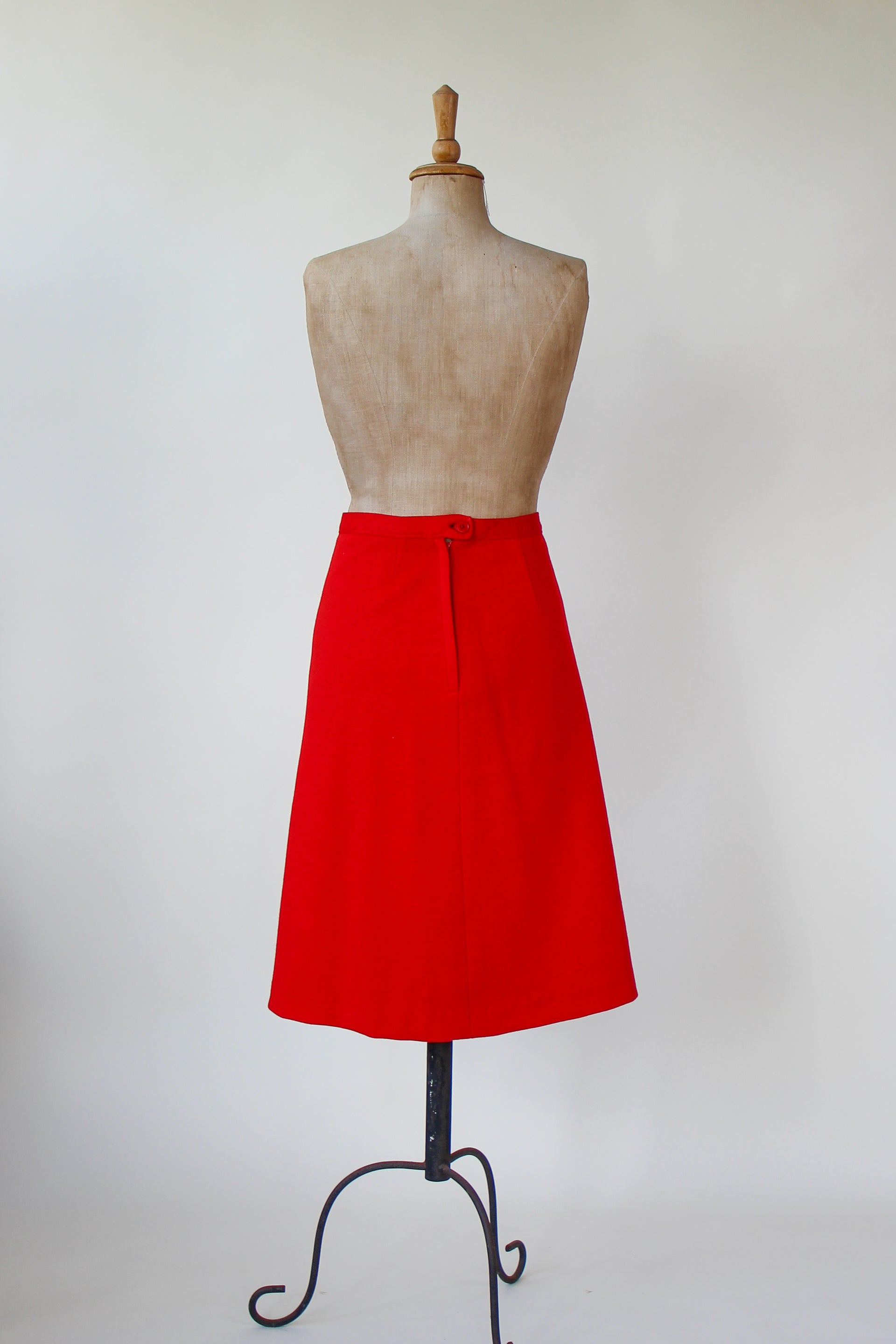 1960s 1970s Vintage Bright Red Wool Skirt Suit // Size S