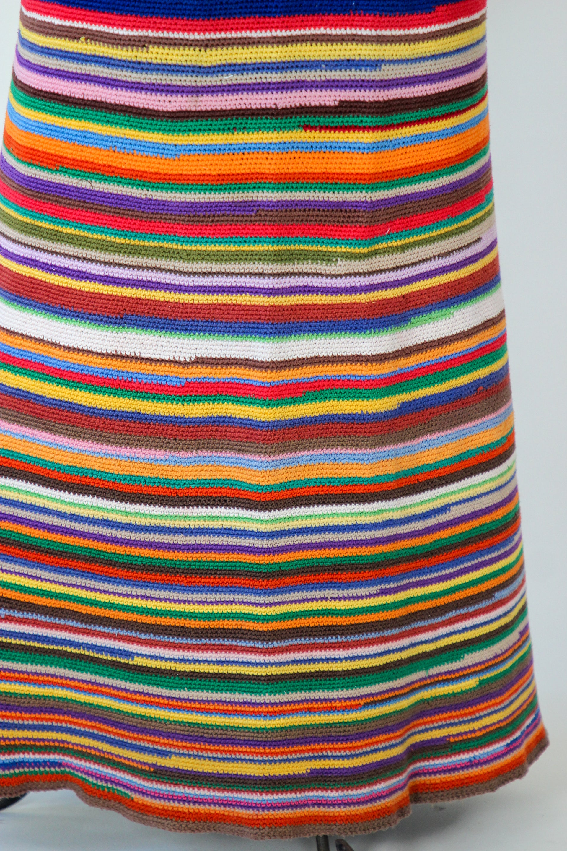 1960s 1970s Vintage Colorfull Handemade Crochet Maxi Skirt // Size S/M