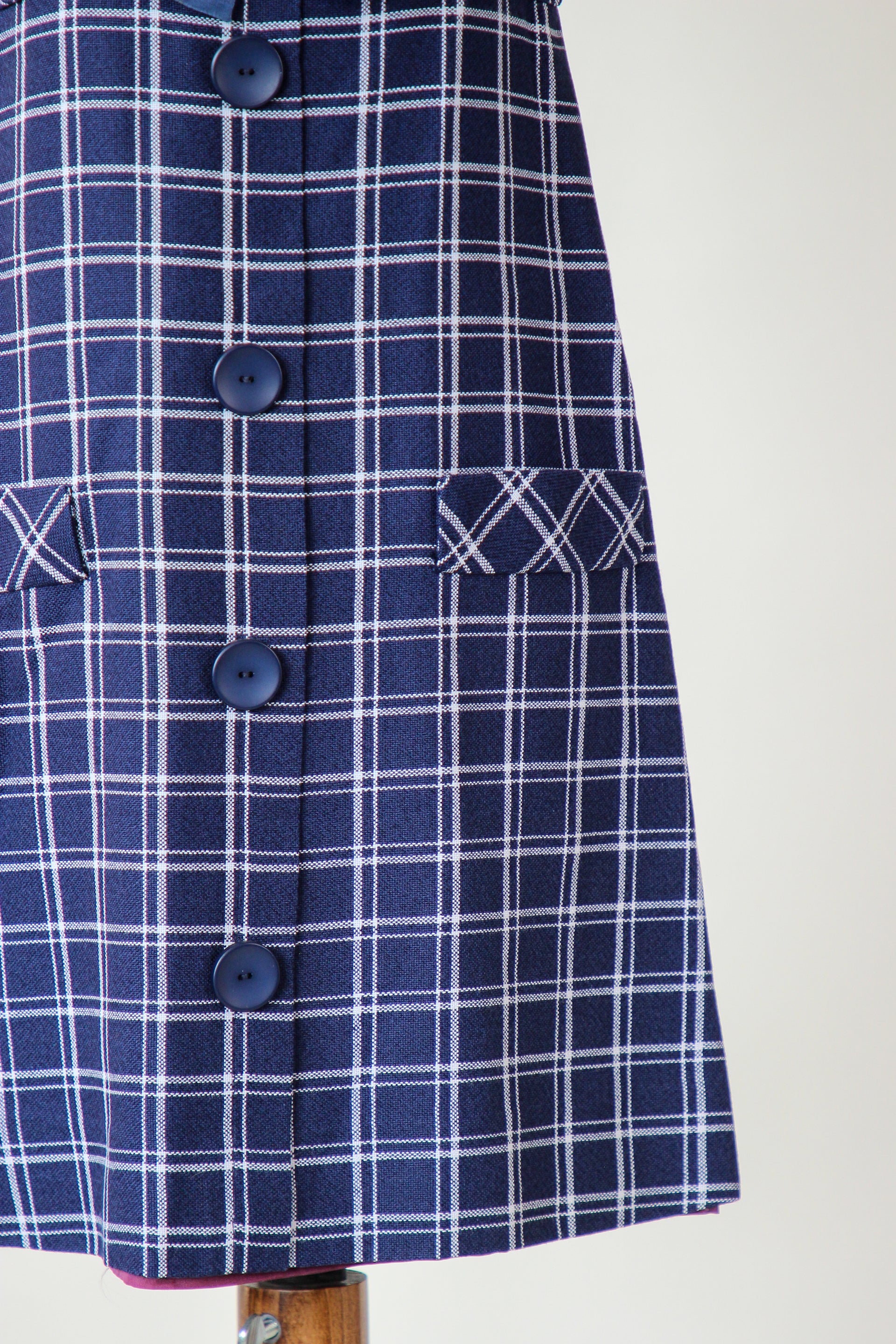 1960s Vintage Checked Shift Mod Wool Dress // Size S