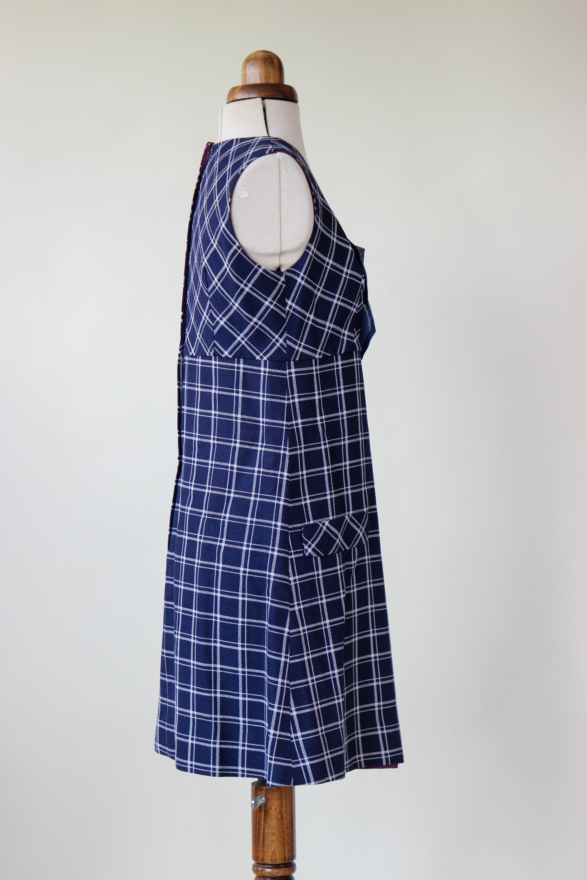 1960s Vintage Checked Shift Mod Wool Dress // Size S