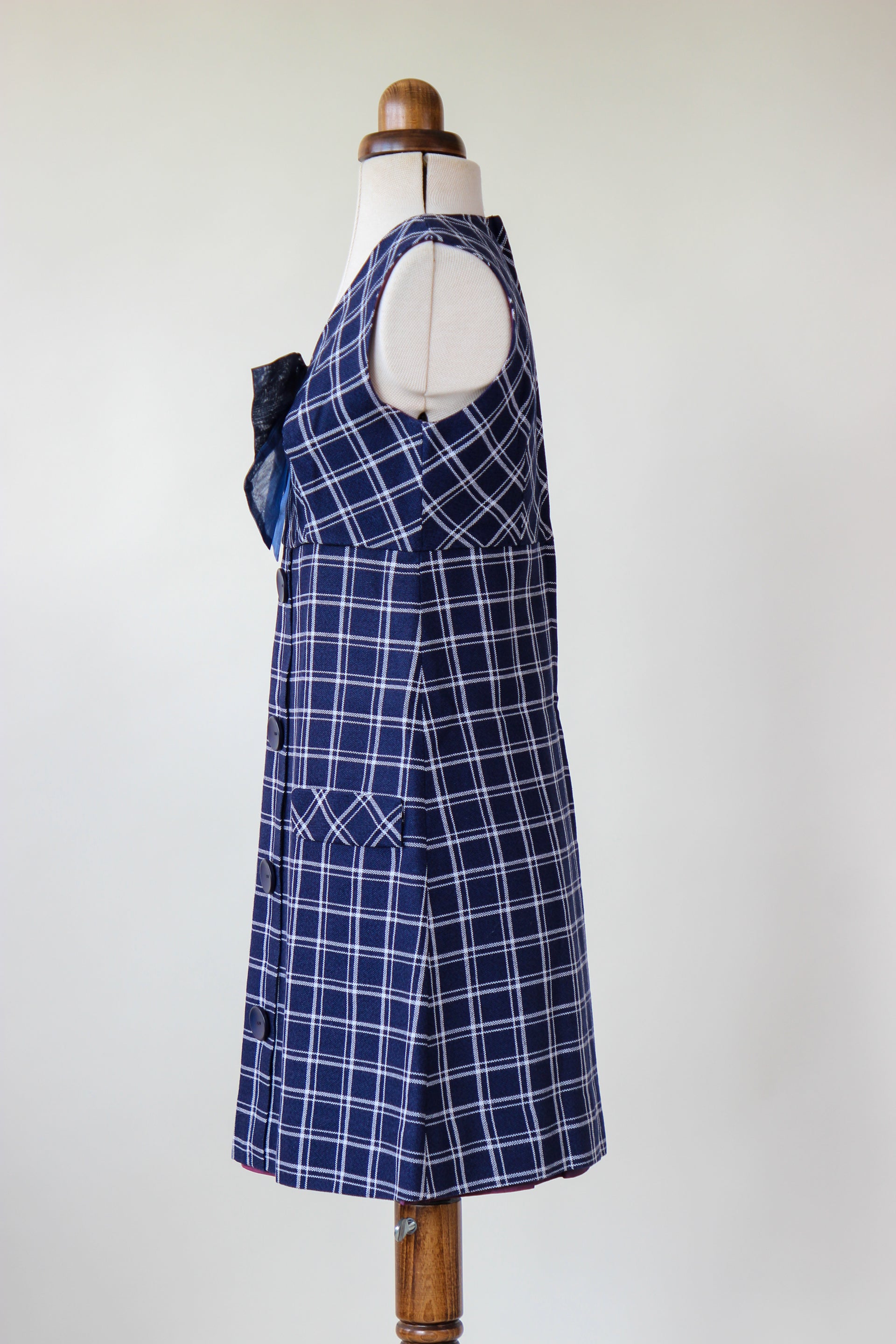1960s Vintage Checked Shift Mod Wool Dress // Size S