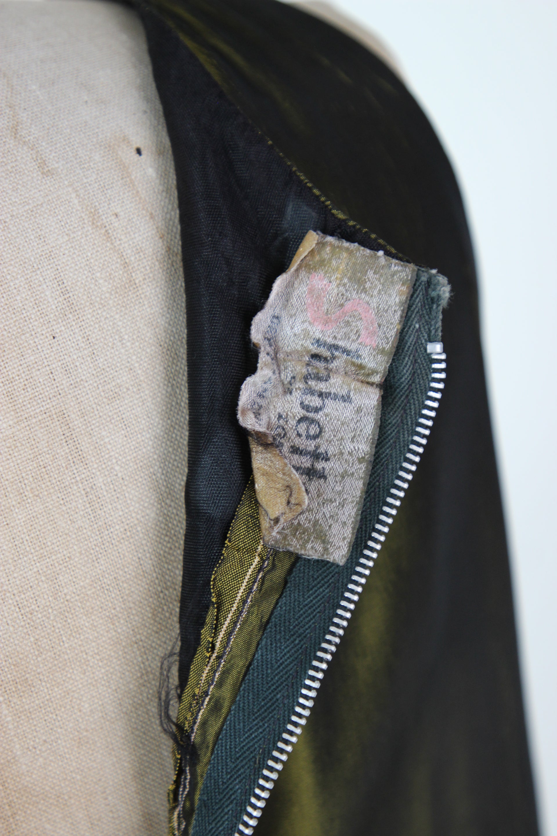 1960s Army Green Mini Dress with Ruffle Skirt // Size M