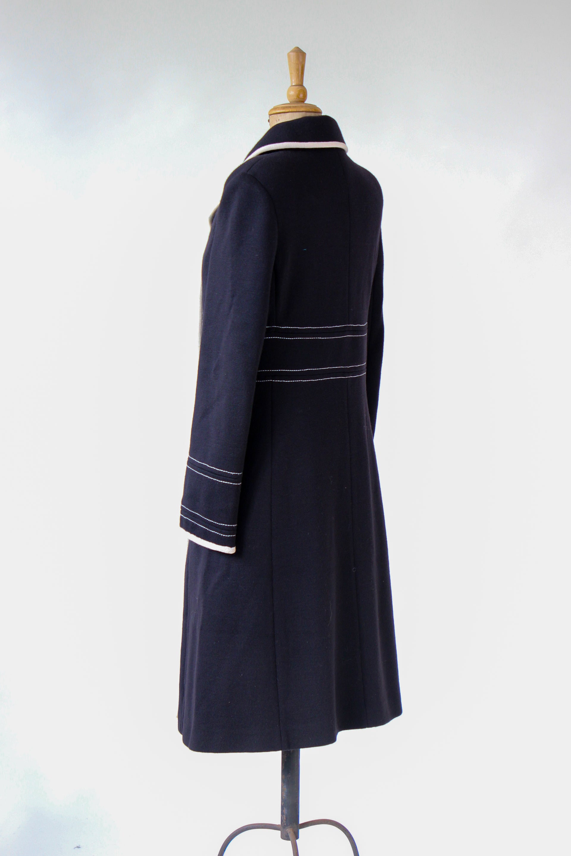 1960s Vintage Lusia Spagnoli Black and Ivory Wool Mod Coat//Size M