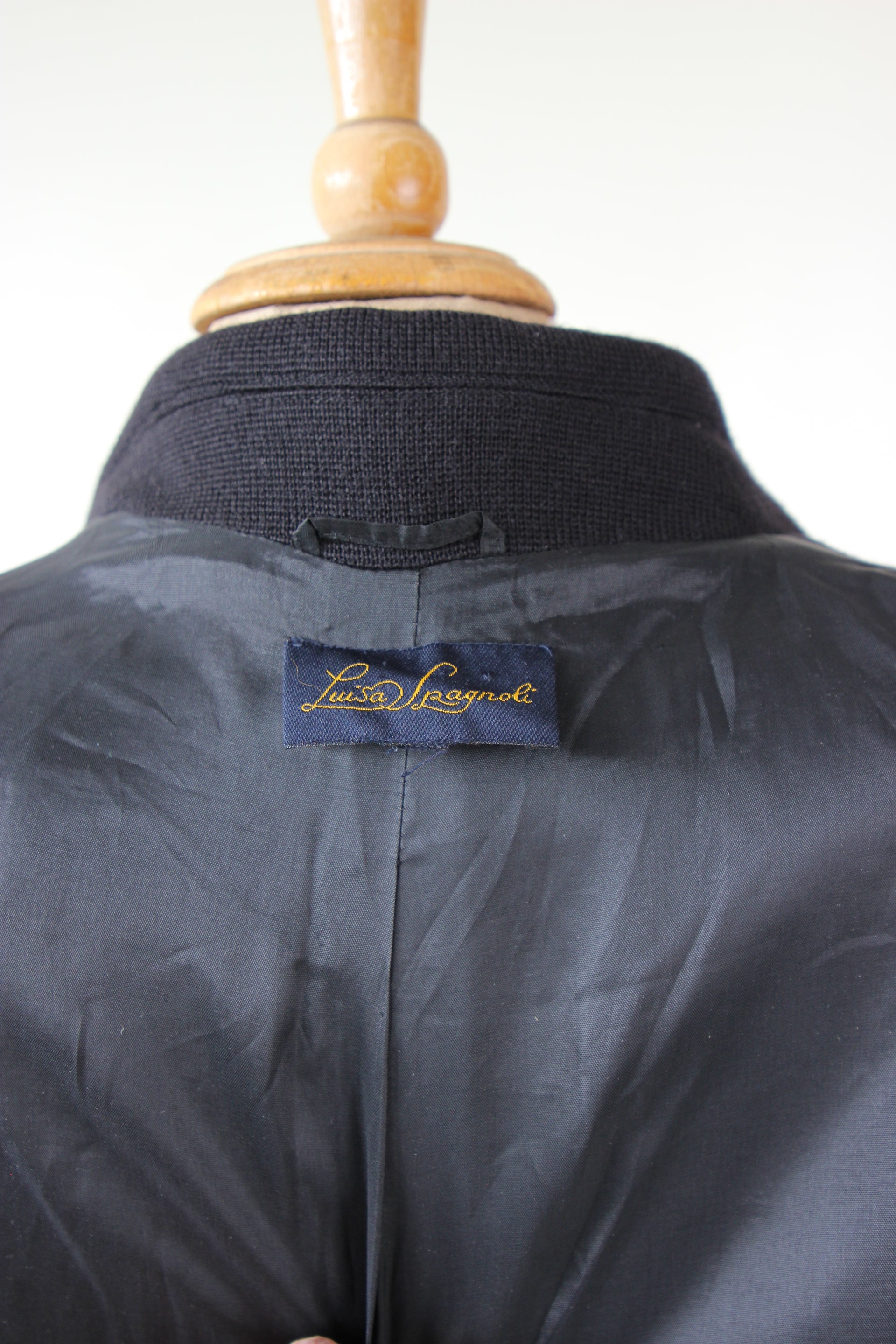 1960s Vintage Lusia Spagnoli Black and Ivory Wool Mod Coat//Size M