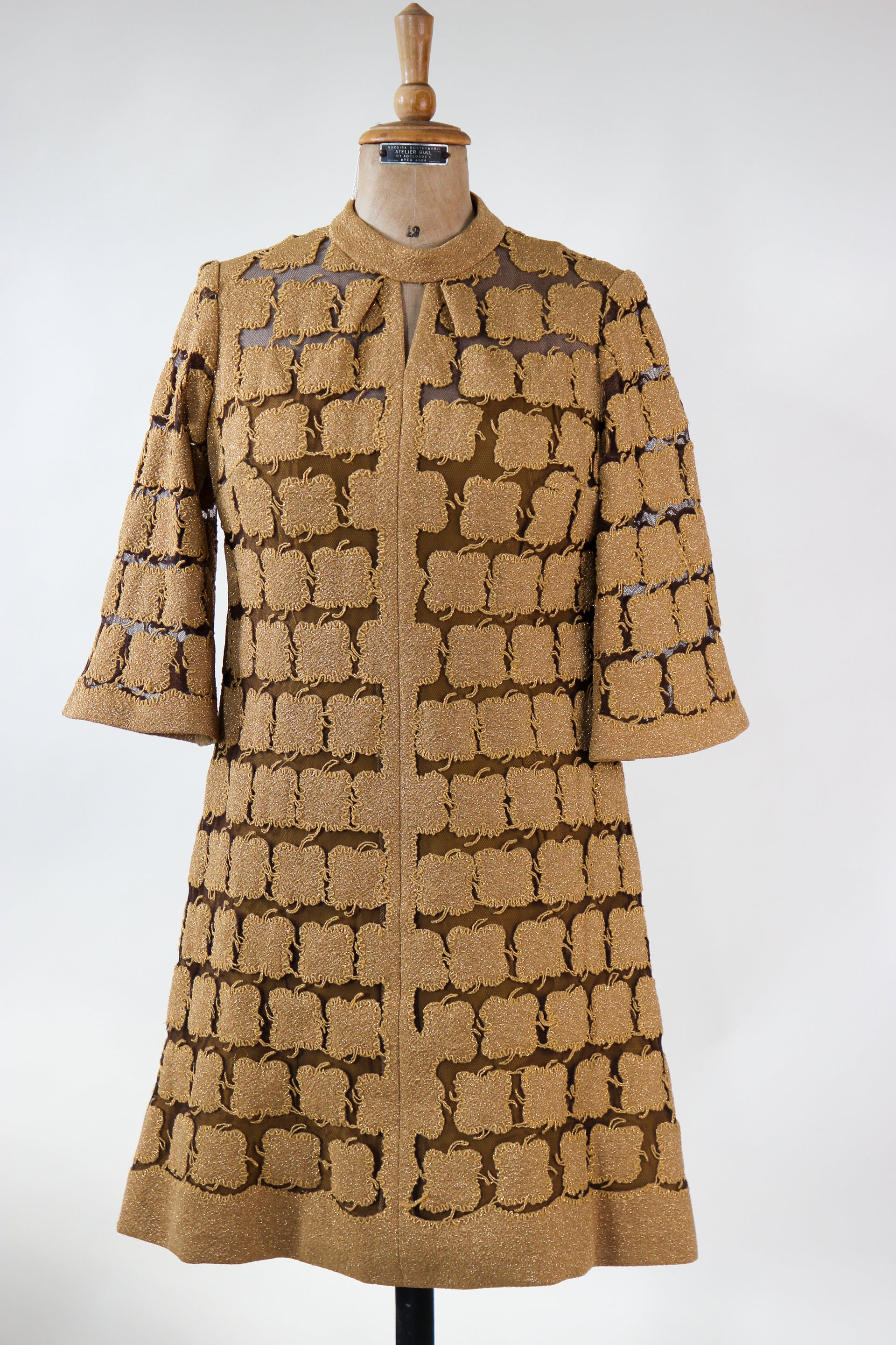 1960s Vintage Gold Mod Dress//Size M