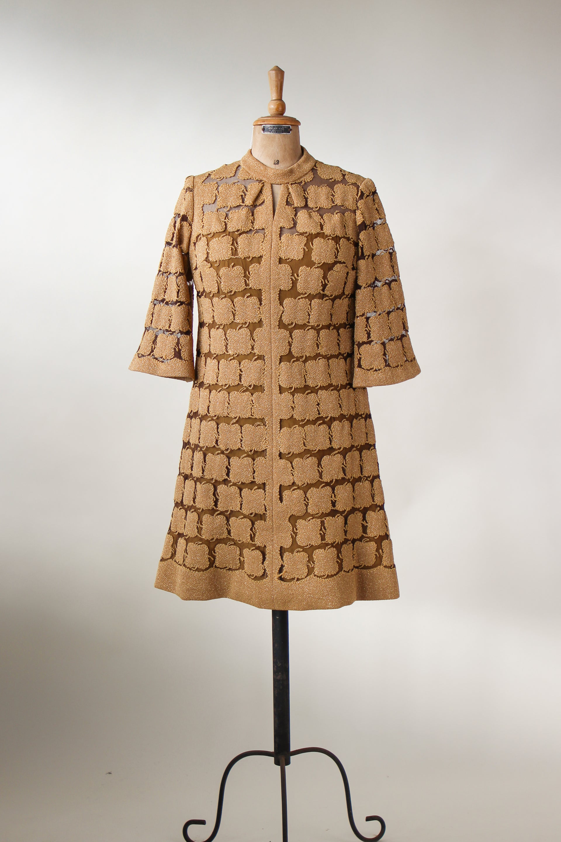 1960s Vintage Gold Mod Dress//Size M