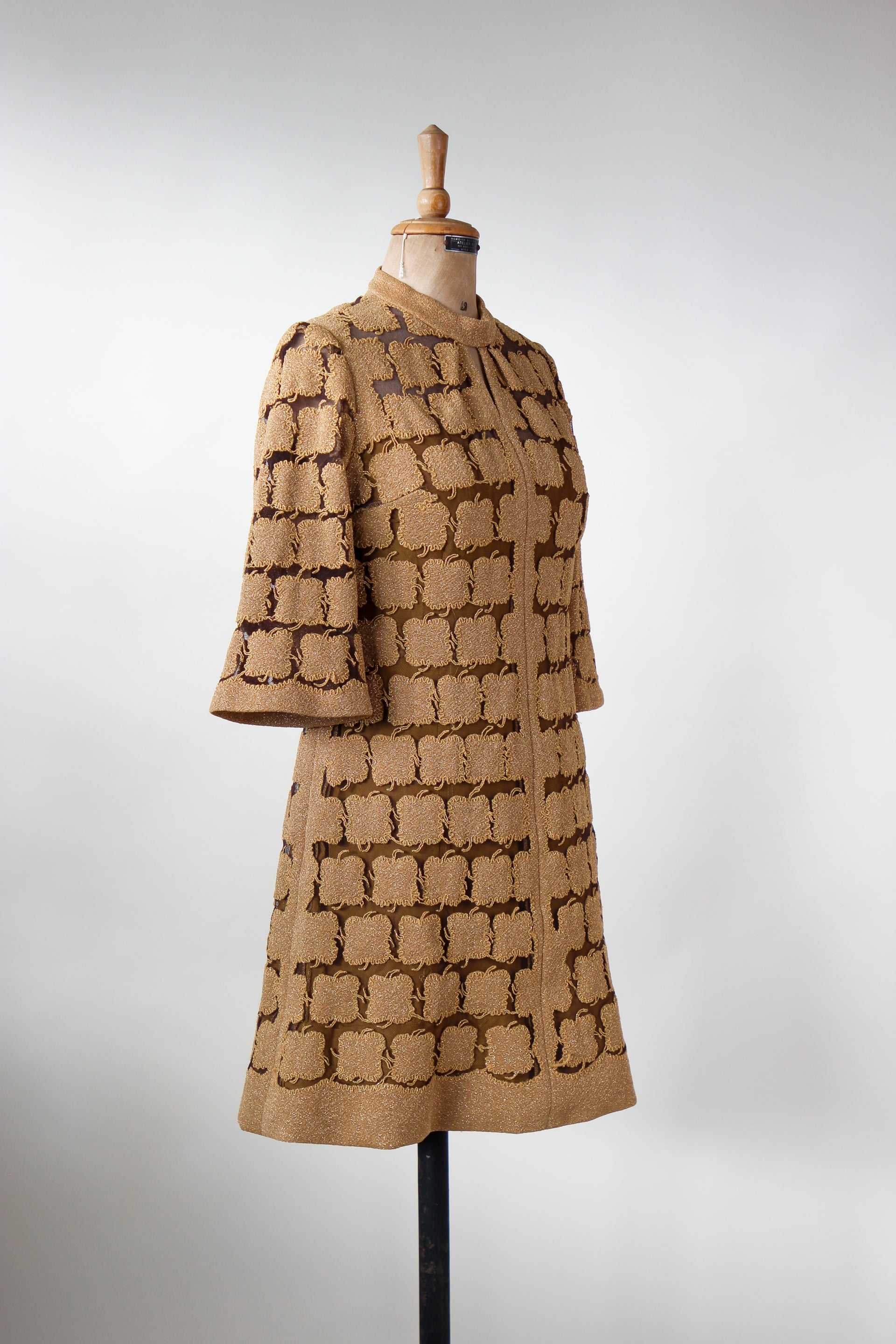 1960s Vintage Gold Mod Dress//Size M