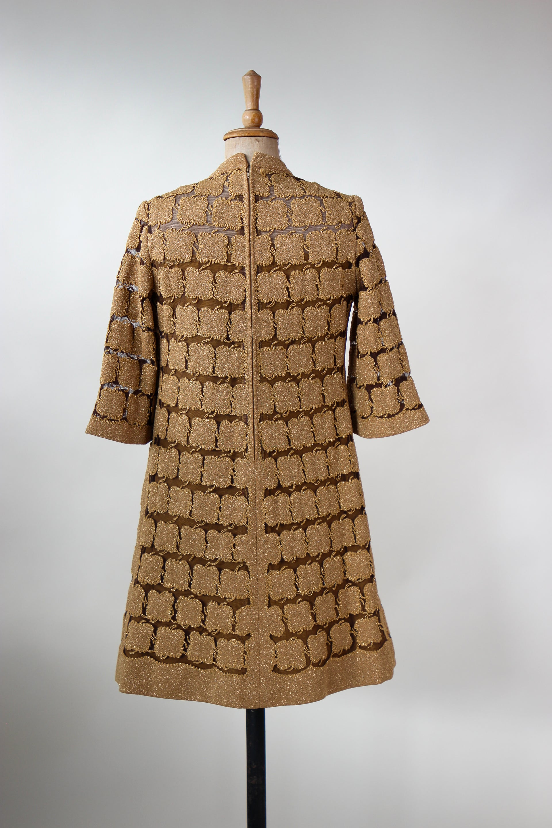 1960s Vintage Gold Mod Dress//Size M