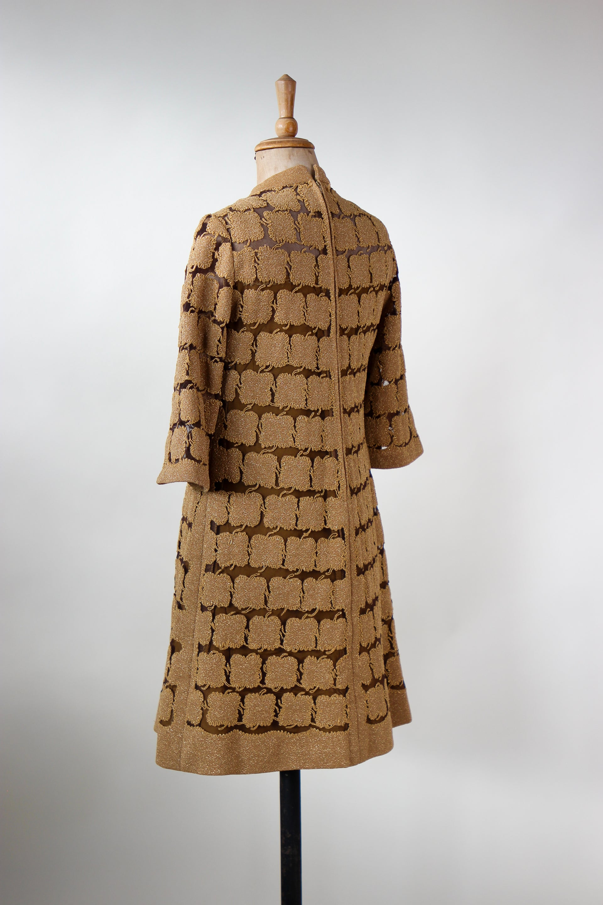 1960s Vintage Gold Mod Dress//Size M