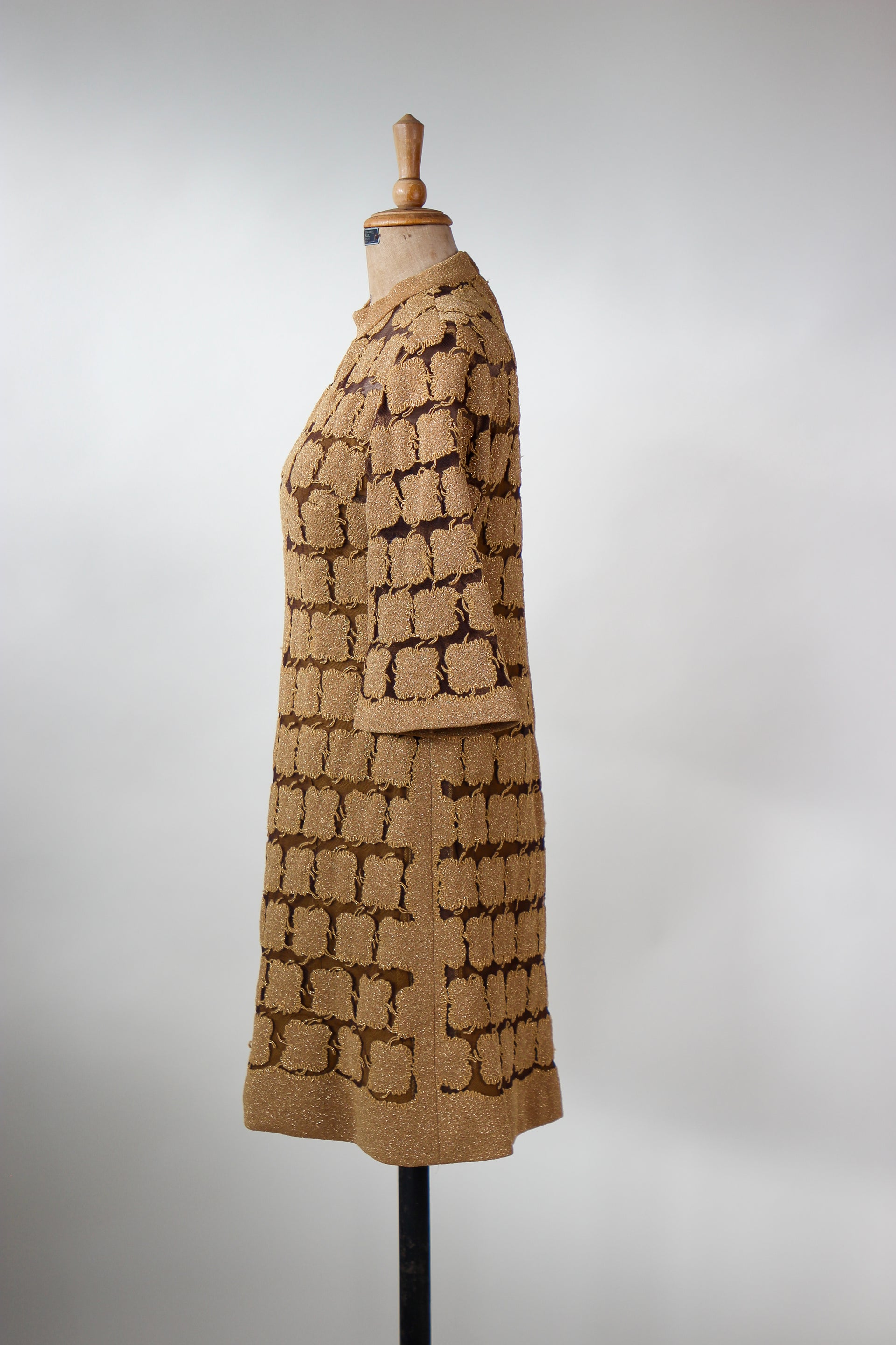 1960s Vintage Gold Mod Dress//Size M