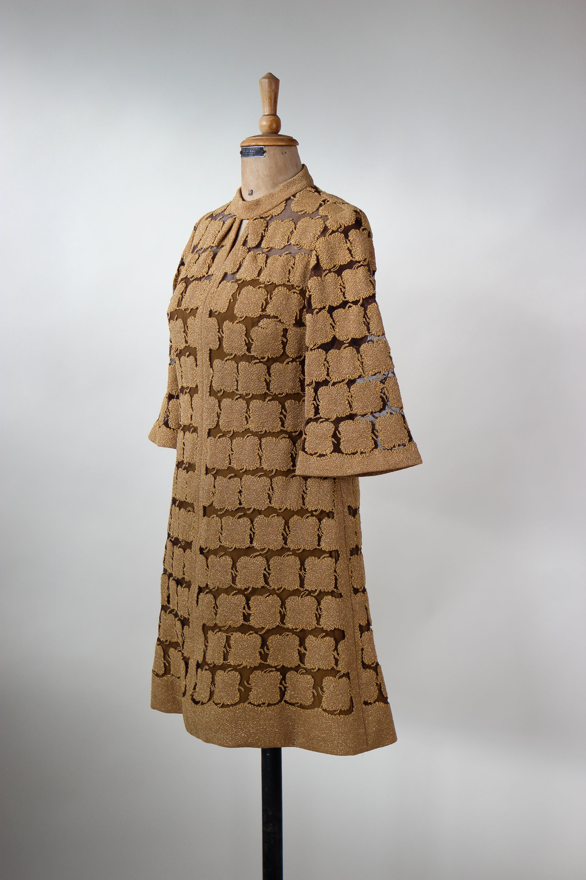 1960s Vintage Gold Mod Dress//Size M