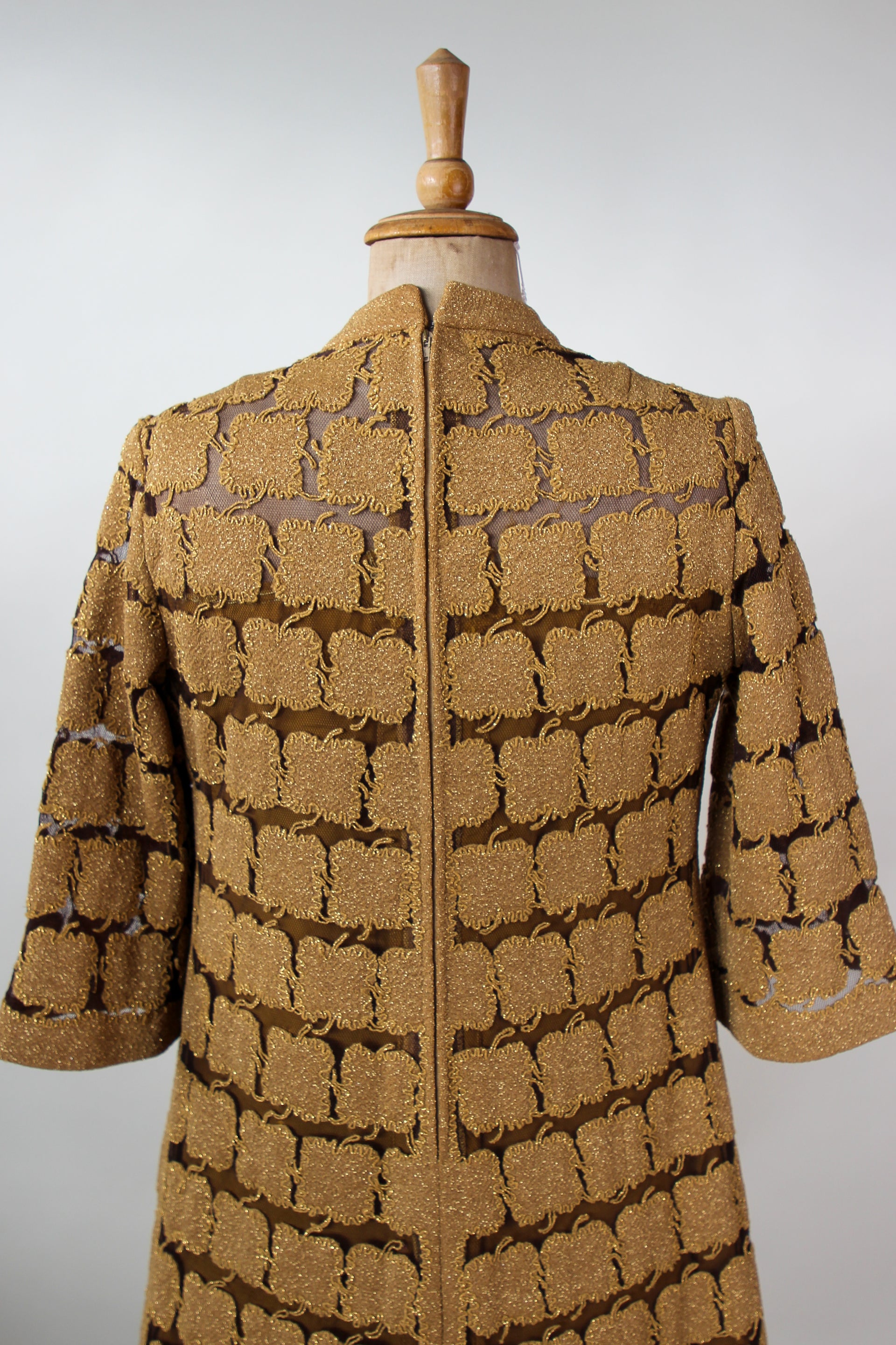 1960s Vintage Gold Mod Dress//Size M