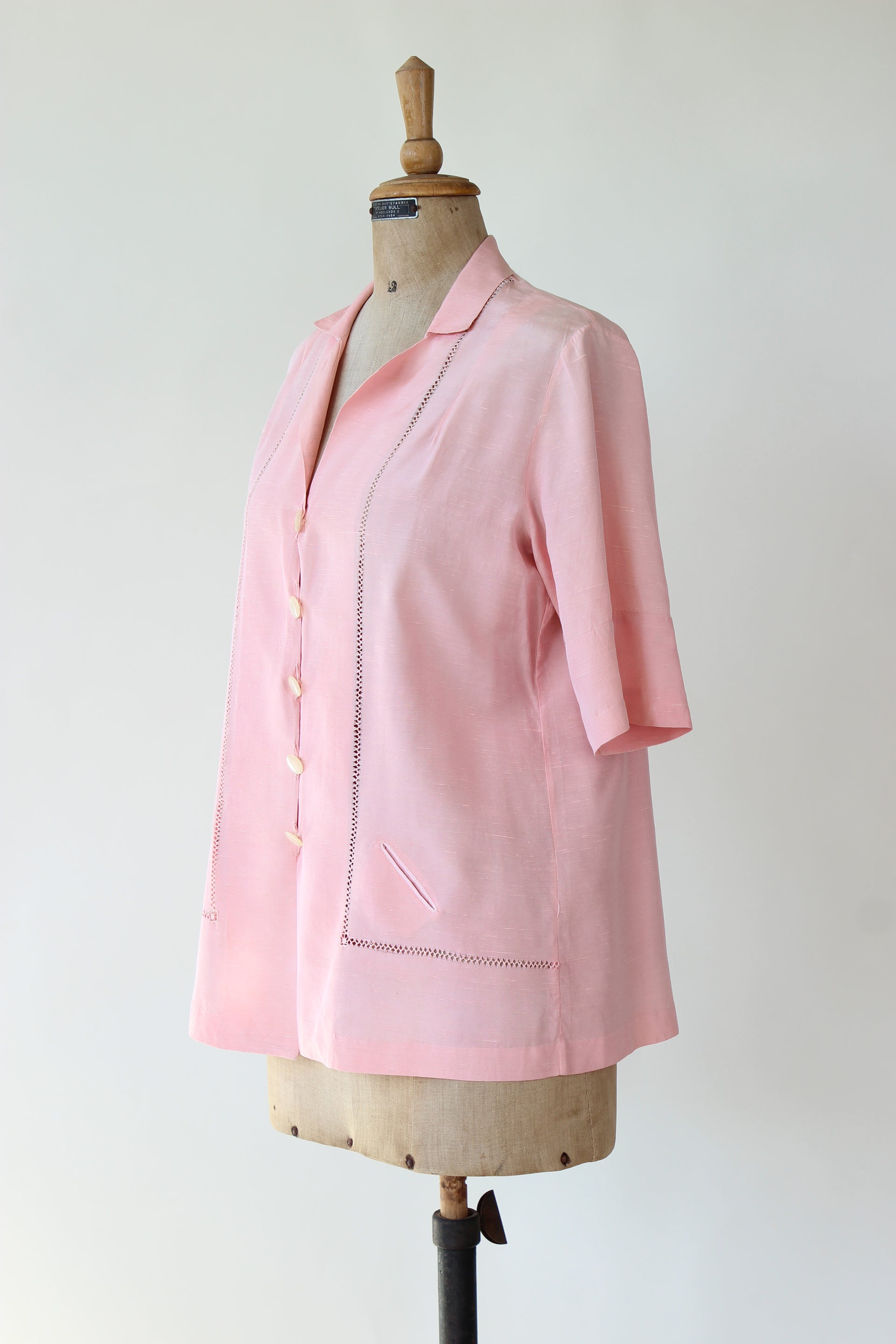 1920s Vintage Pink Shirt and Skirt Suit // Size M/L