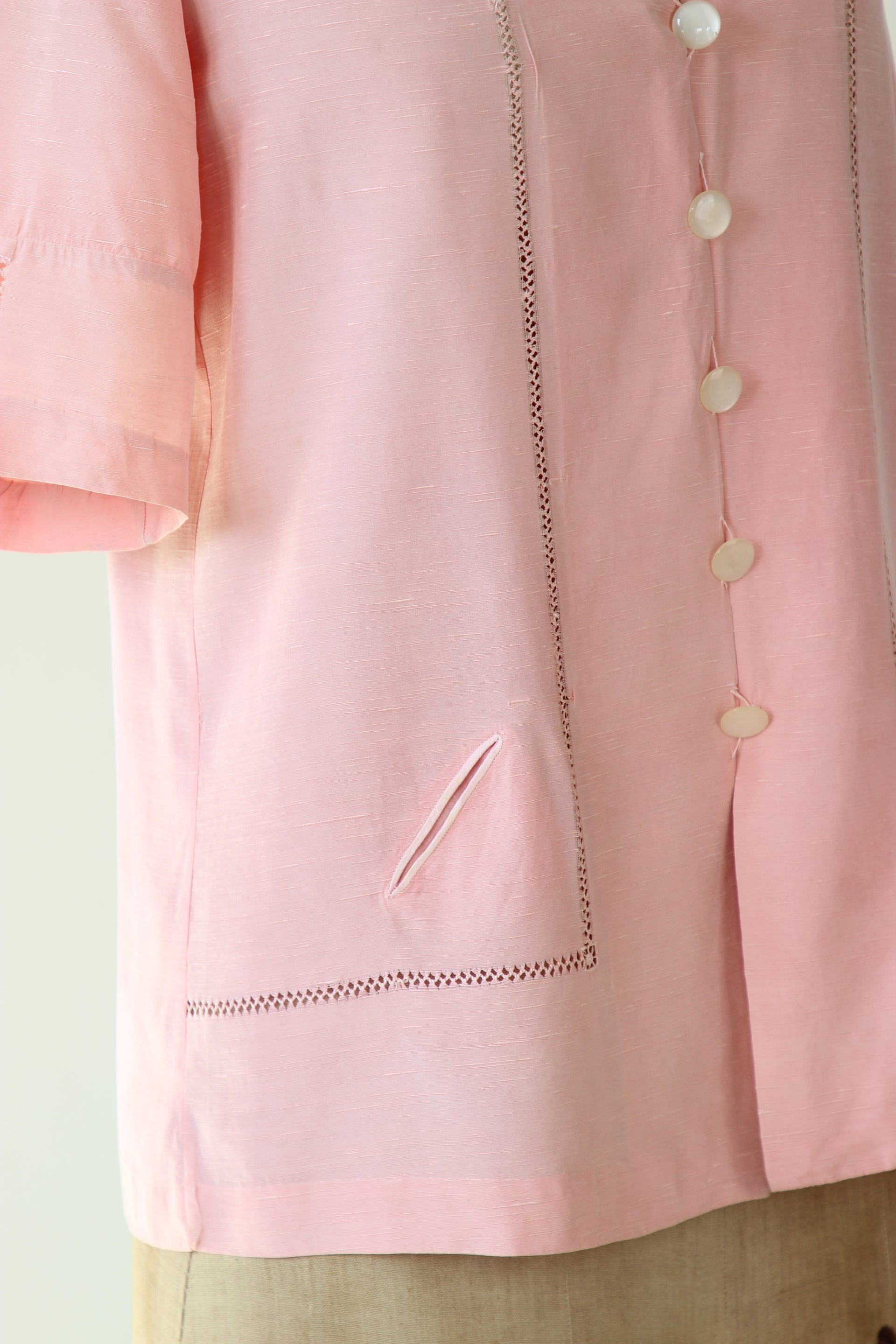 1920s Vintage Pink Shirt and Skirt Suit // Size M/L