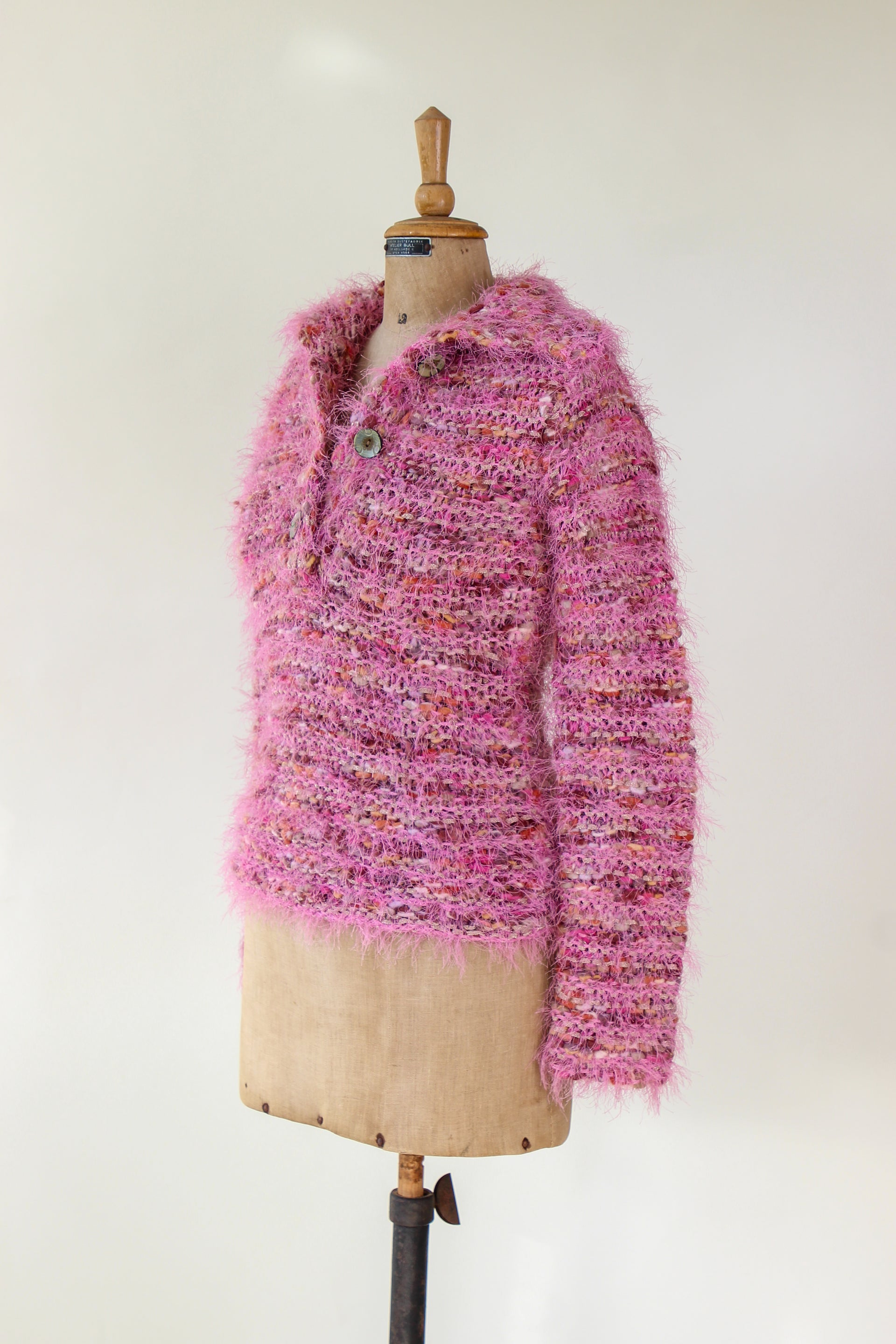 Vintage Pink Wool Knit Jumper with Collar // Size S