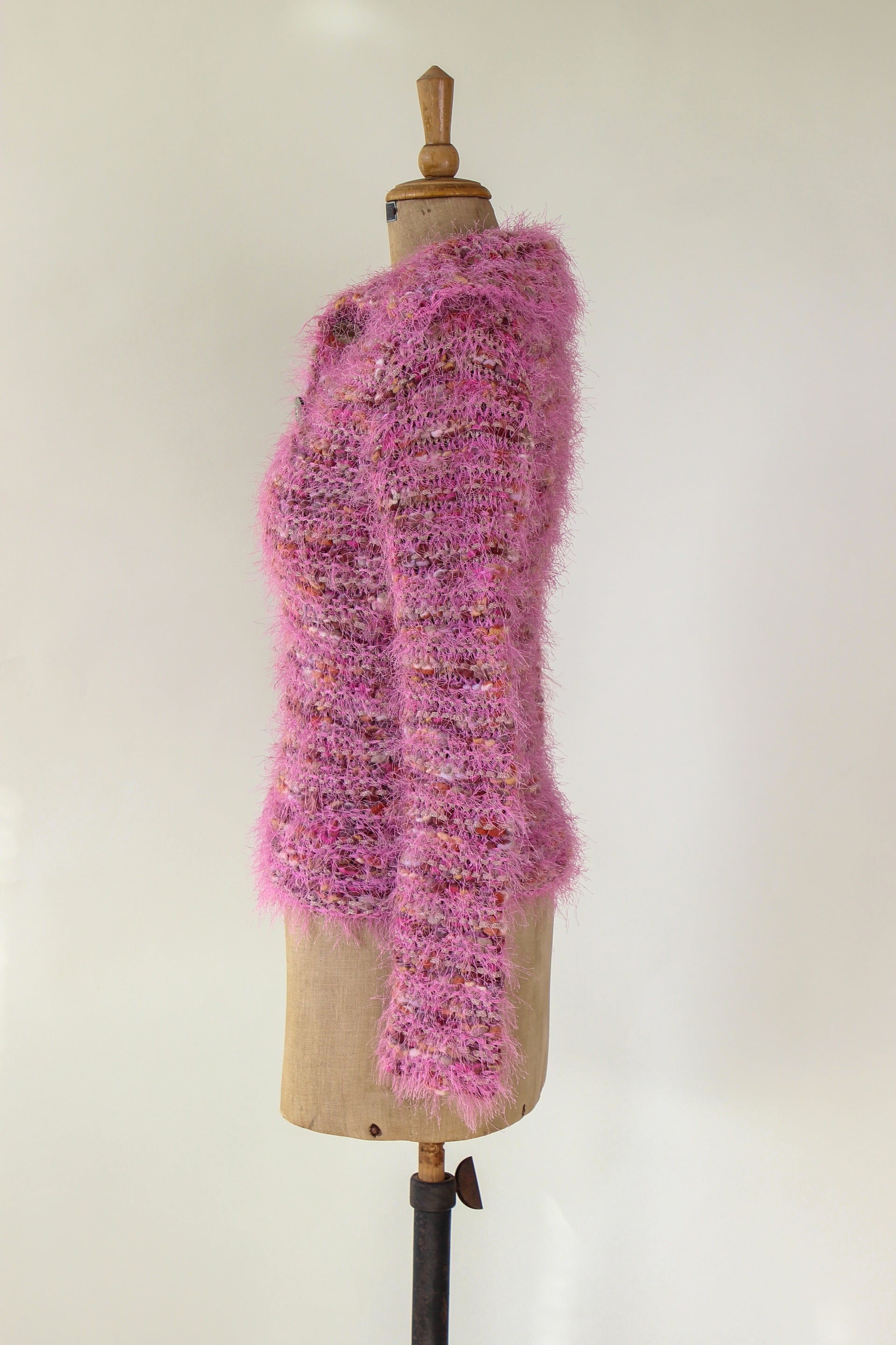 Vintage Pink Wool Knit Jumper with Collar // Size S