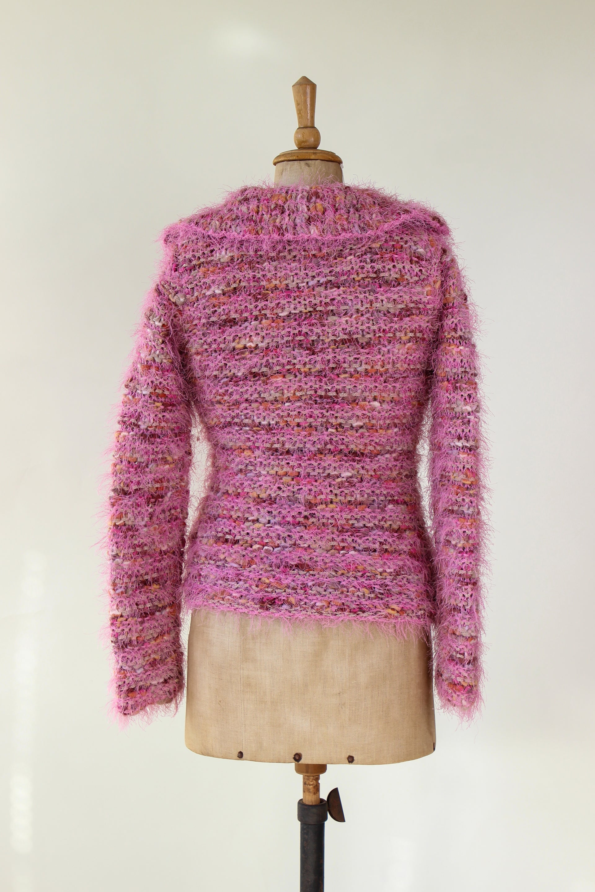 Vintage Pink Wool Knit Jumper with Collar // Size S