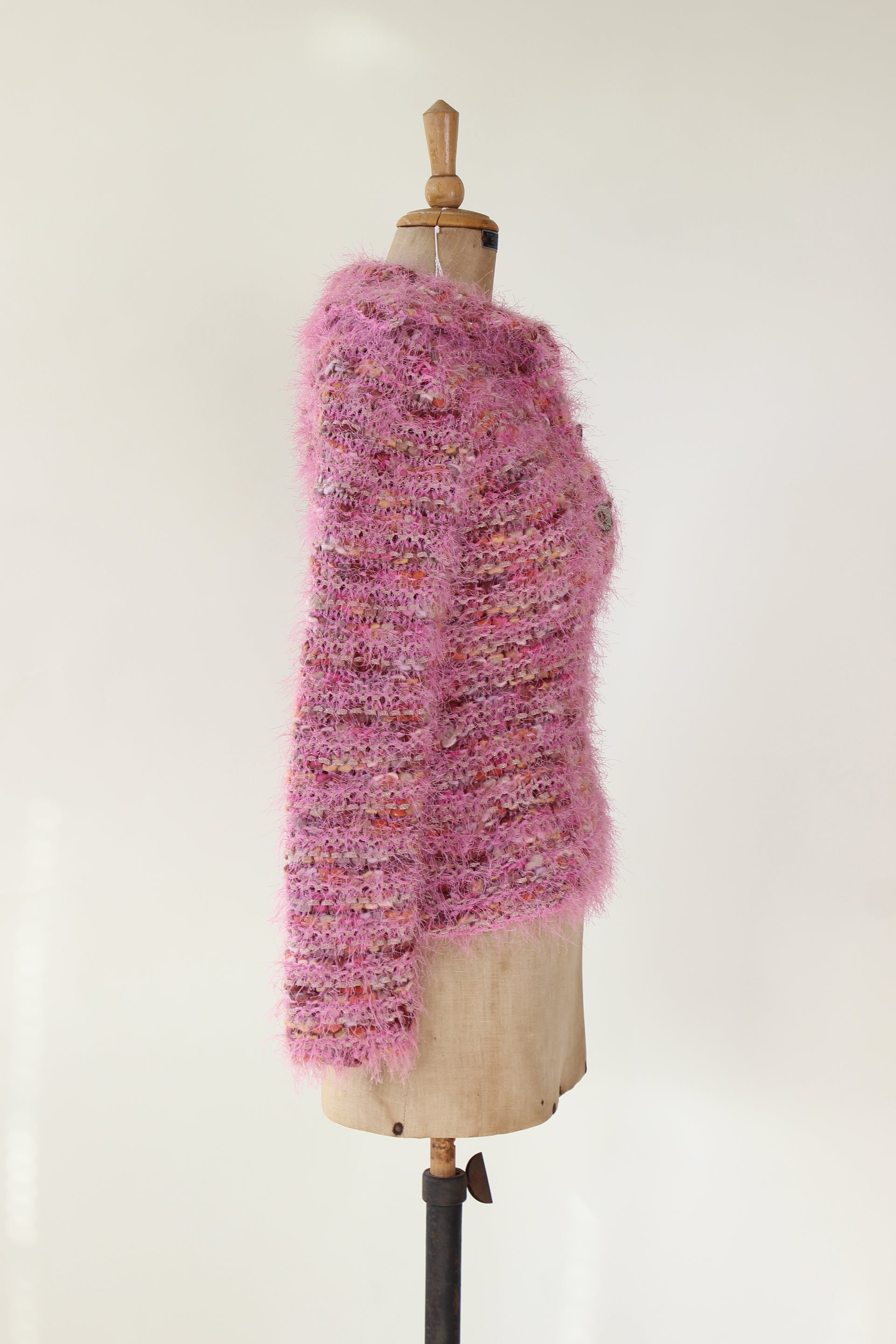 Vintage Pink Wool Knit Jumper with Collar // Size S