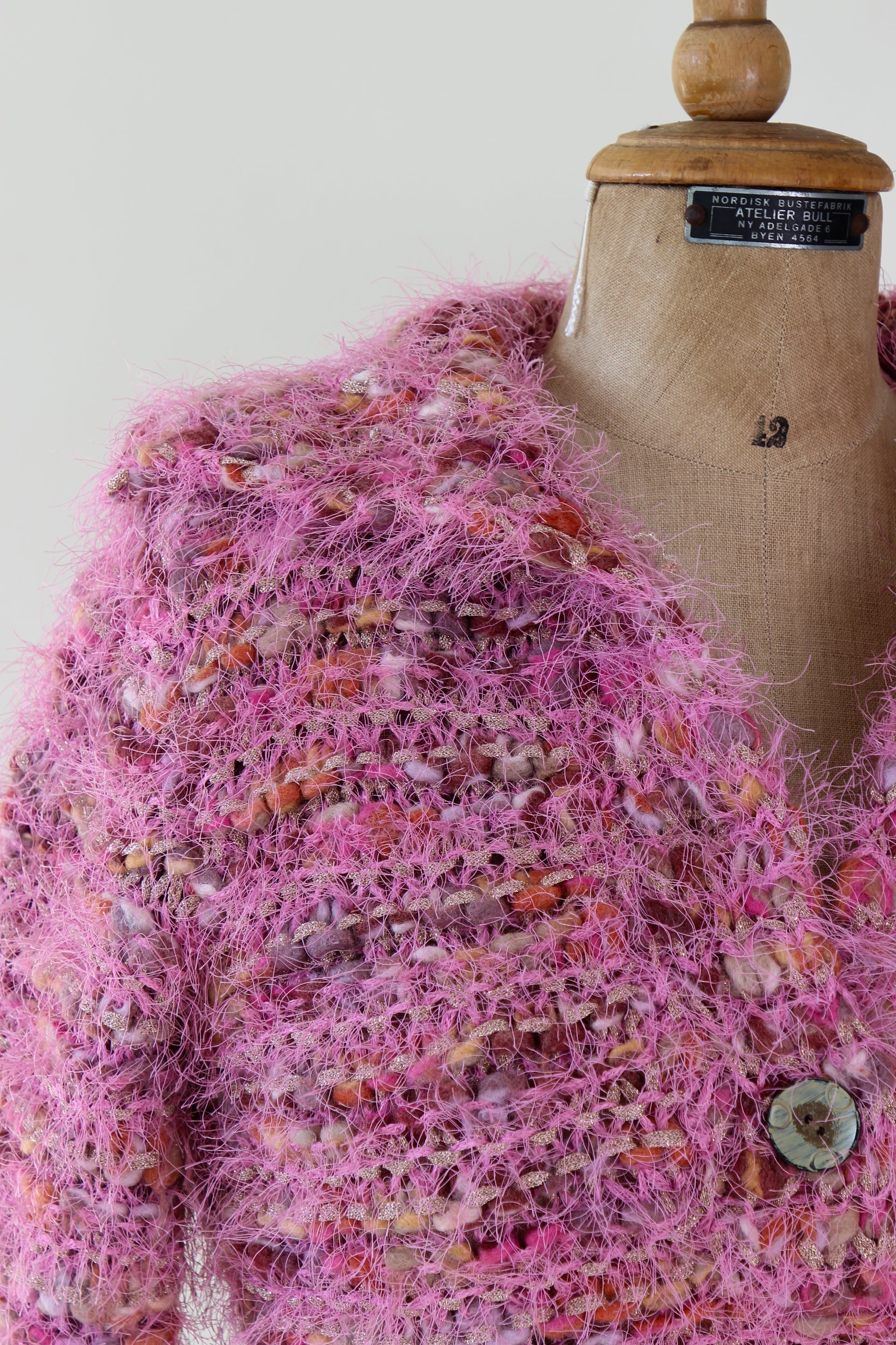 Vintage Pink Wool Knit Jumper with Collar // Size S