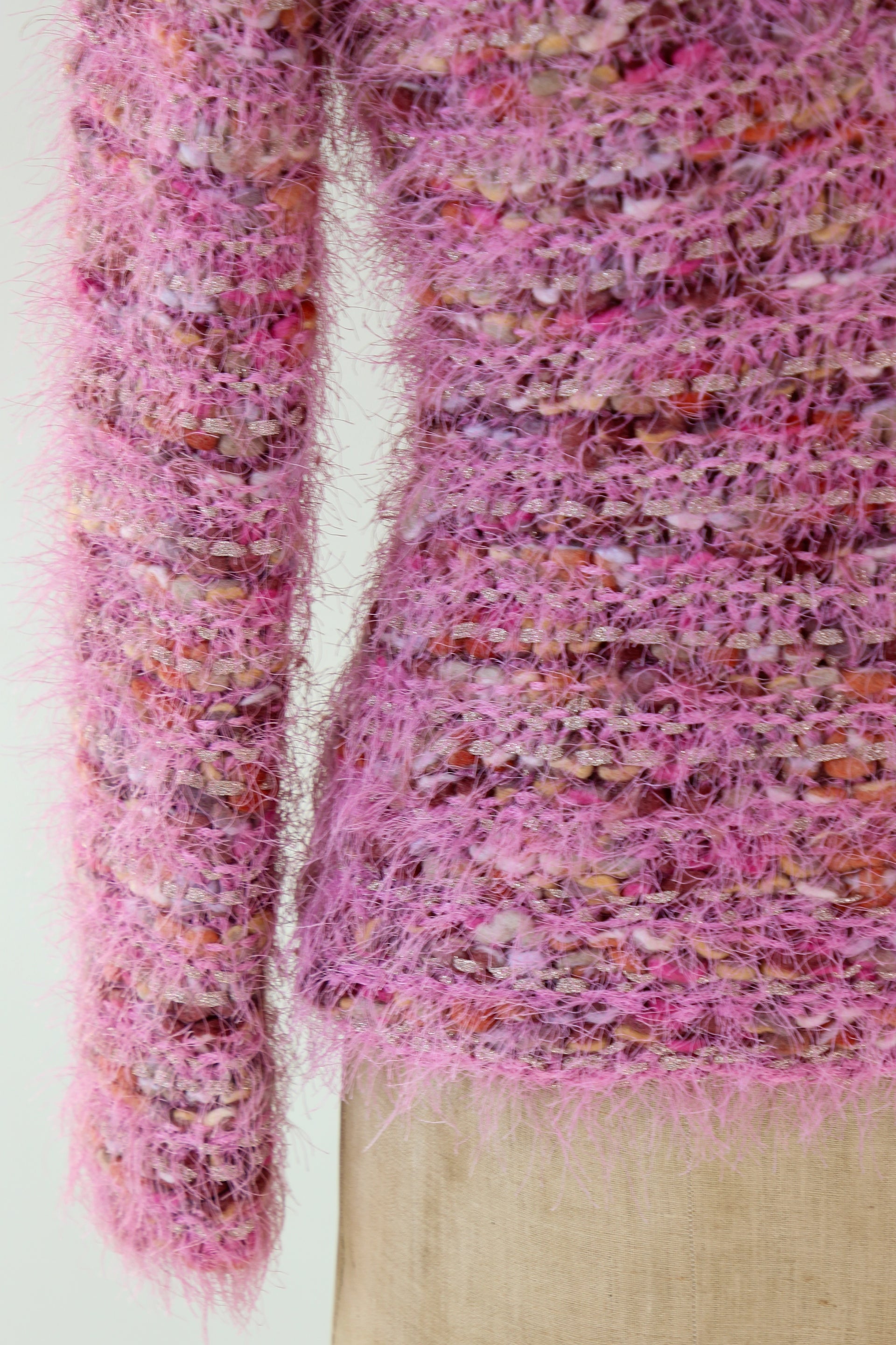 Vintage Pink Wool Knit Jumper with Collar // Size S
