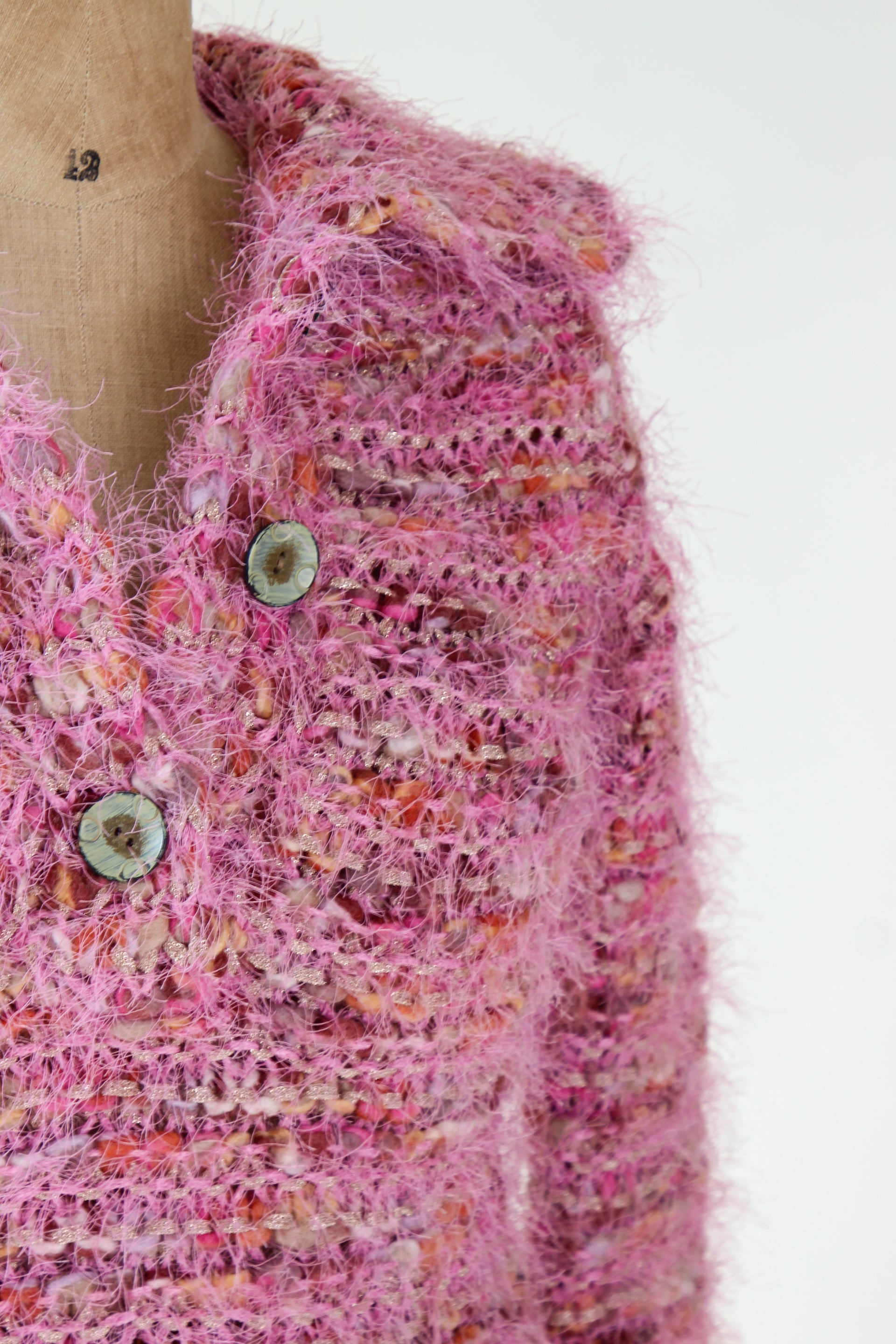 Vintage Pink Wool Knit Jumper with Collar // Size S
