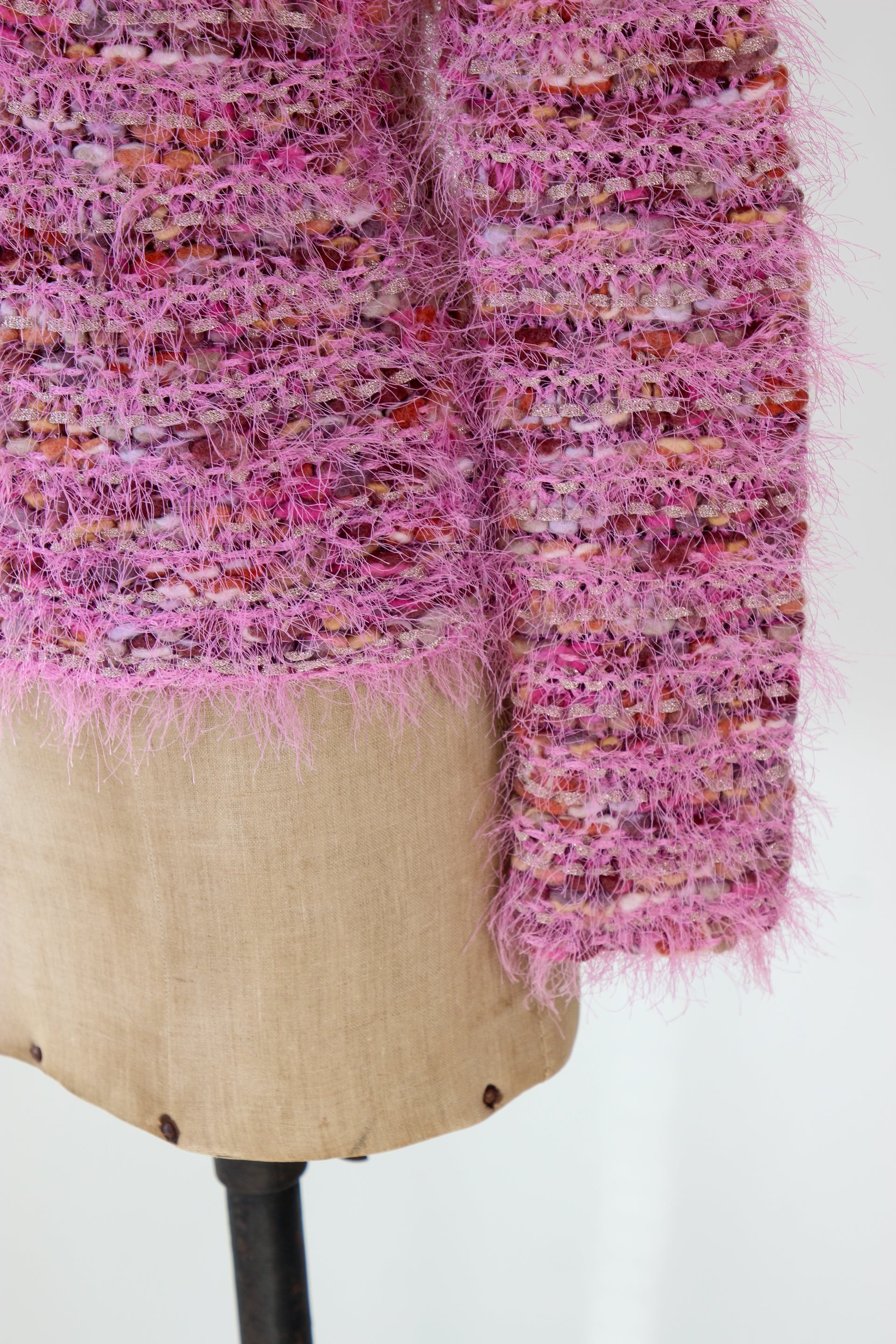 Vintage Pink Wool Knit Jumper with Collar // Size S