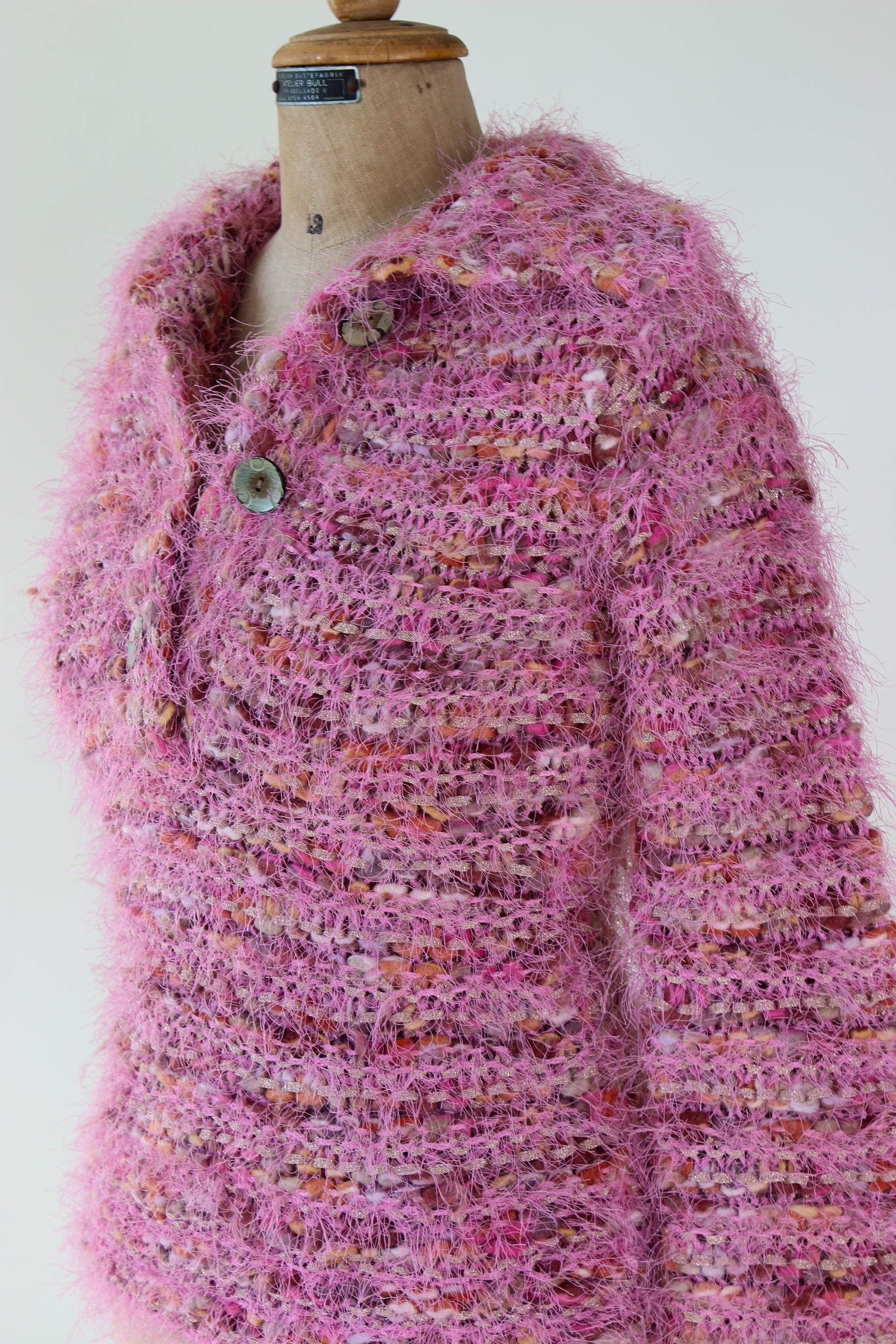 Vintage Pink Wool Knit Jumper with Collar // Size S