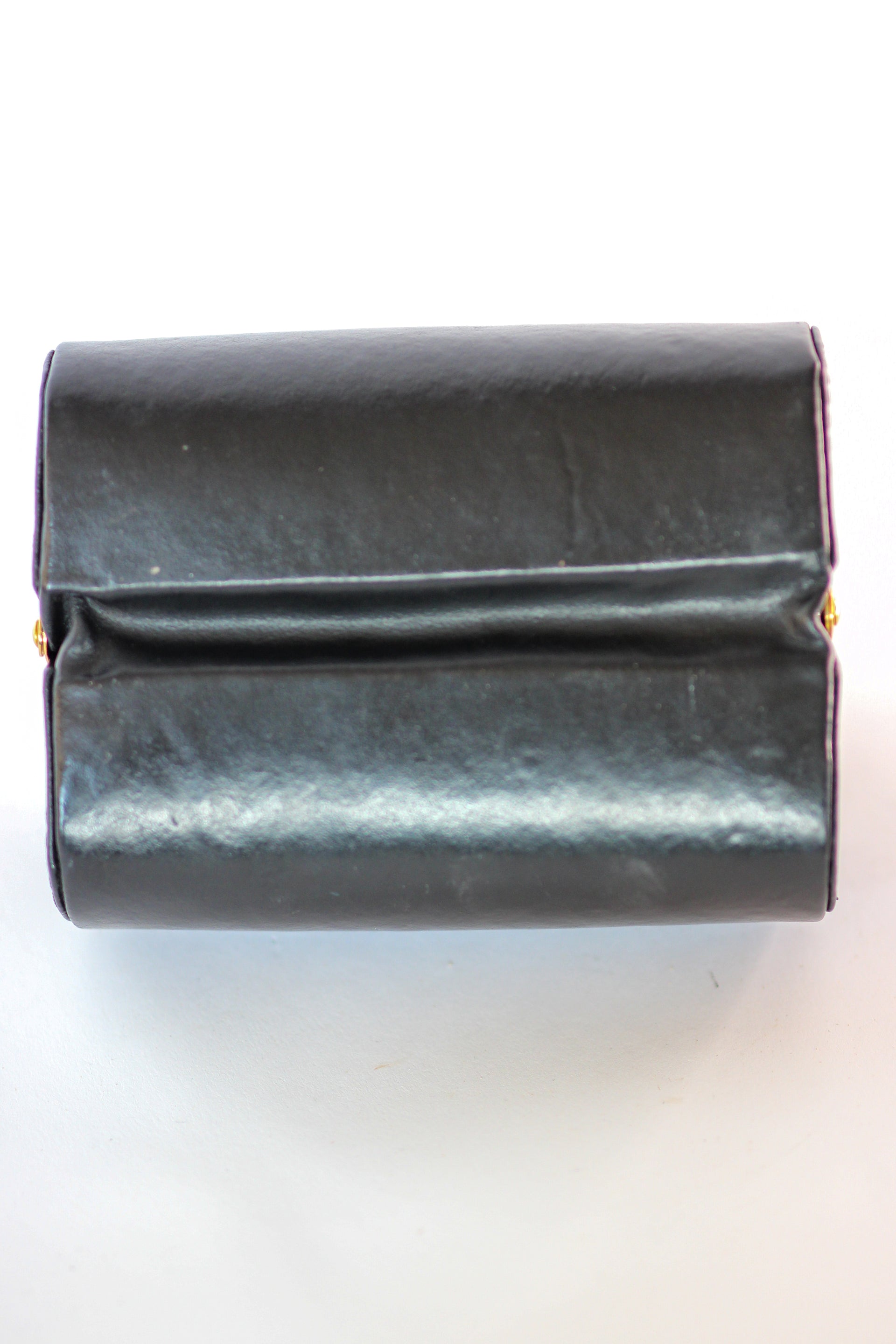 1950s 1960s Vintage Little Black Leather Box Bag/Purse