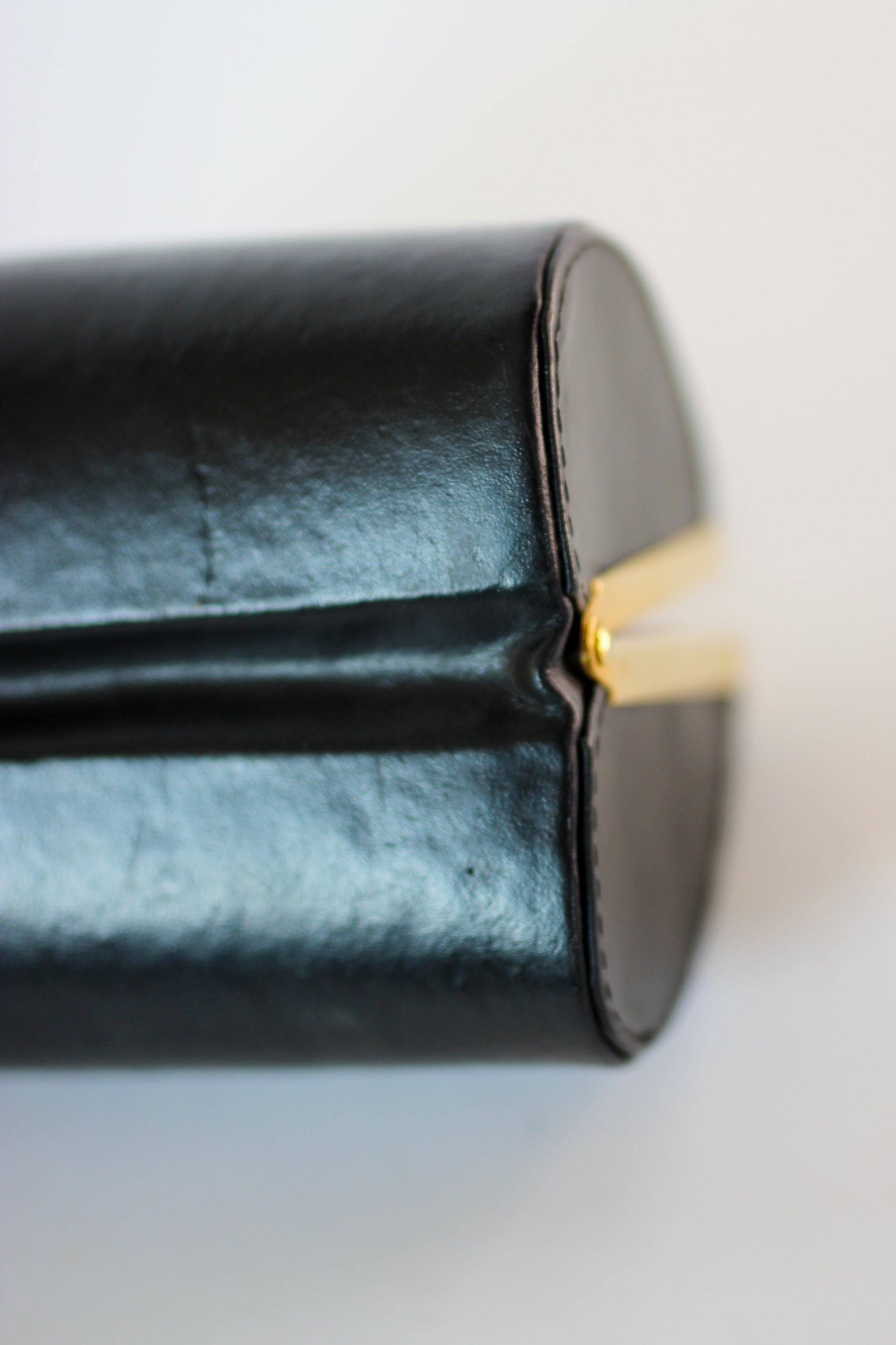 1950s 1960s Vintage Little Black Leather Box Bag/Purse