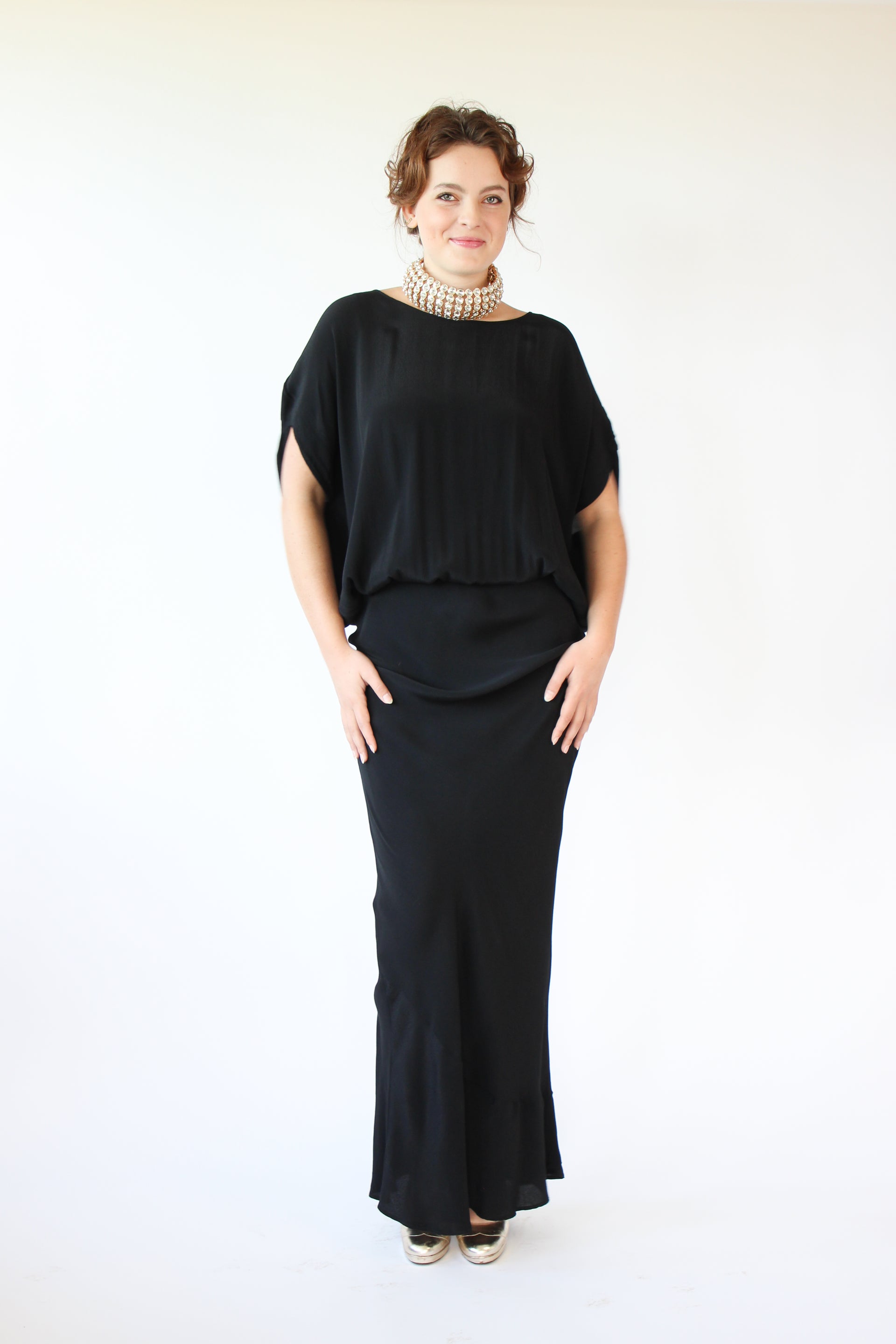 Vintage Rützou Black Evening Dress Size XL