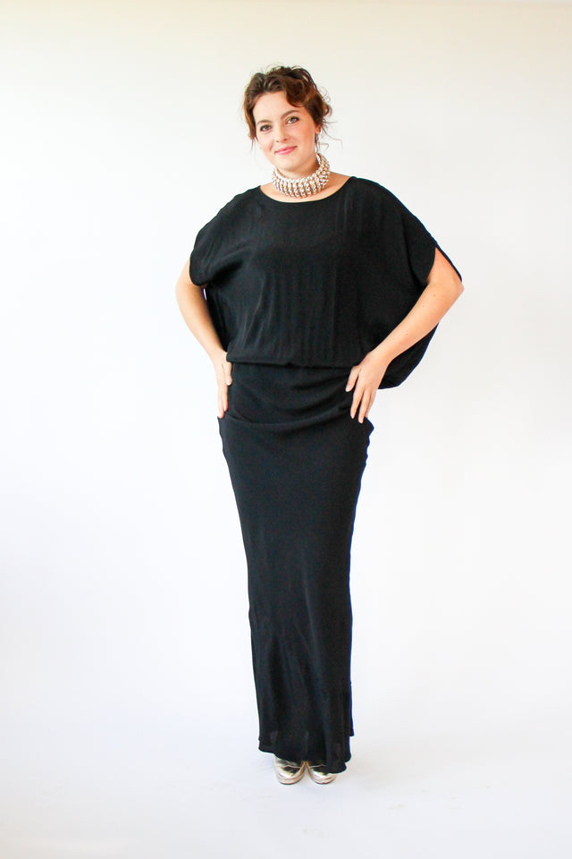 Vintage Rützou Black Evening Dress Size XL