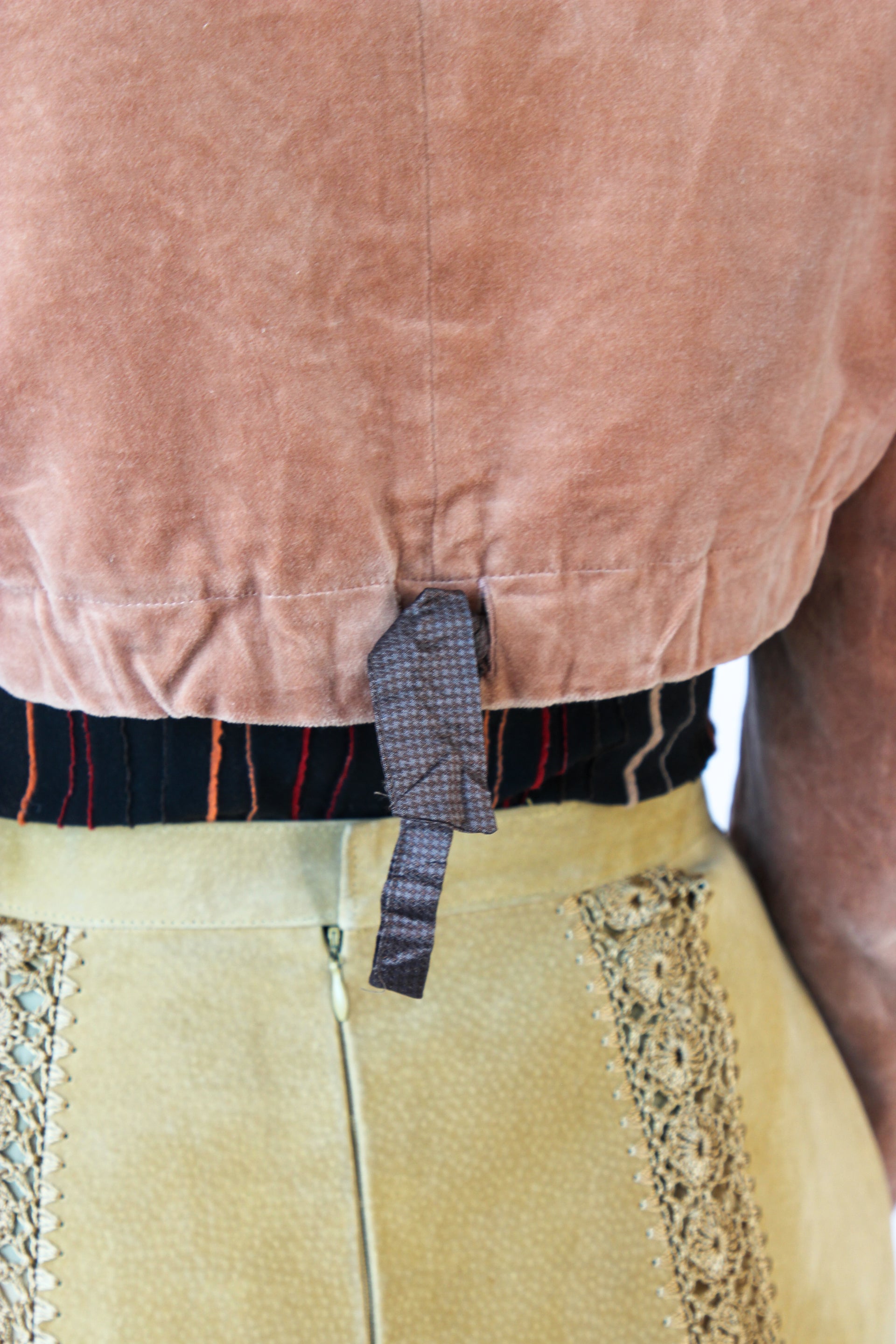 Vintage Designer Velvet Peach Crop Jacket // Size S/M