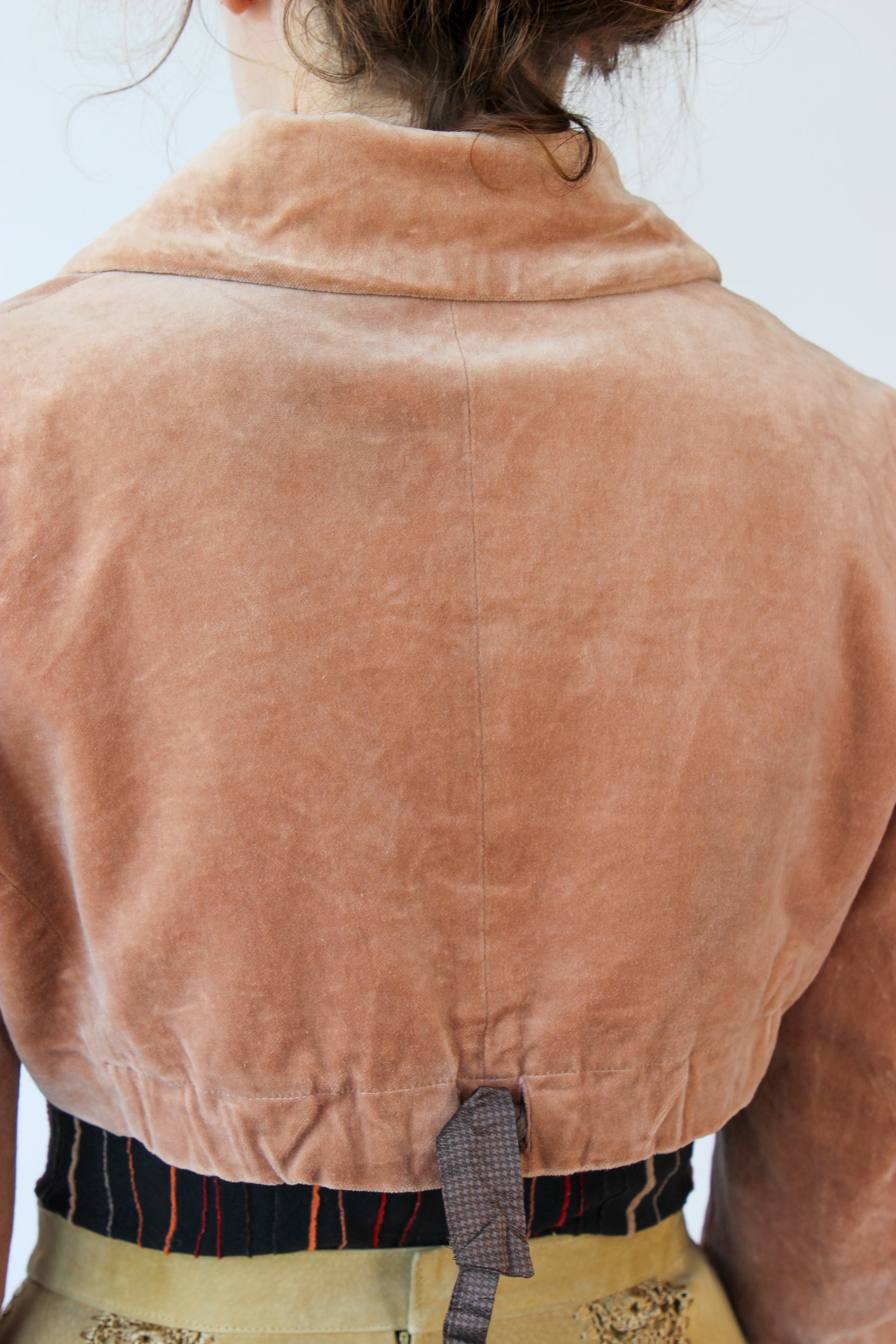 Vintage Designer Velvet Peach Crop Jacket // Size S/M