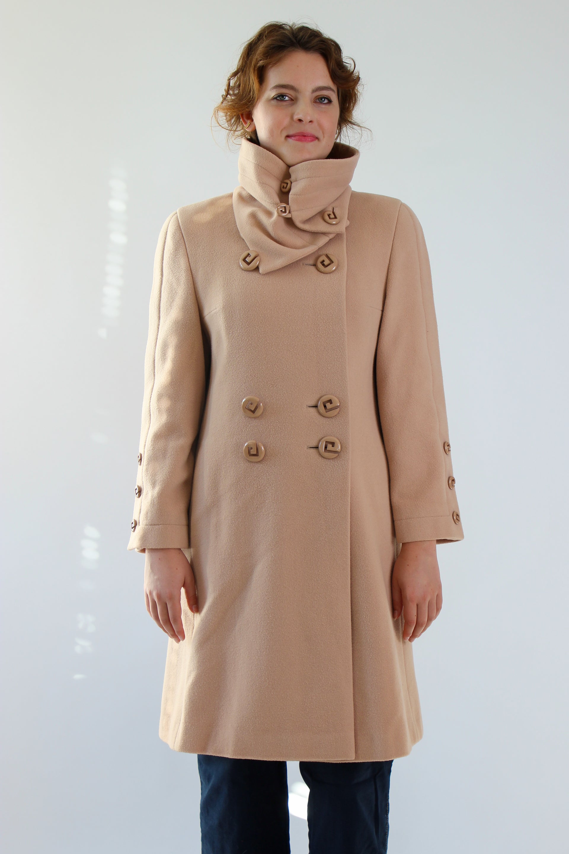 1980s Vintage Pierre Cardin Nude/Slightly Pink Wool Coat // Size S