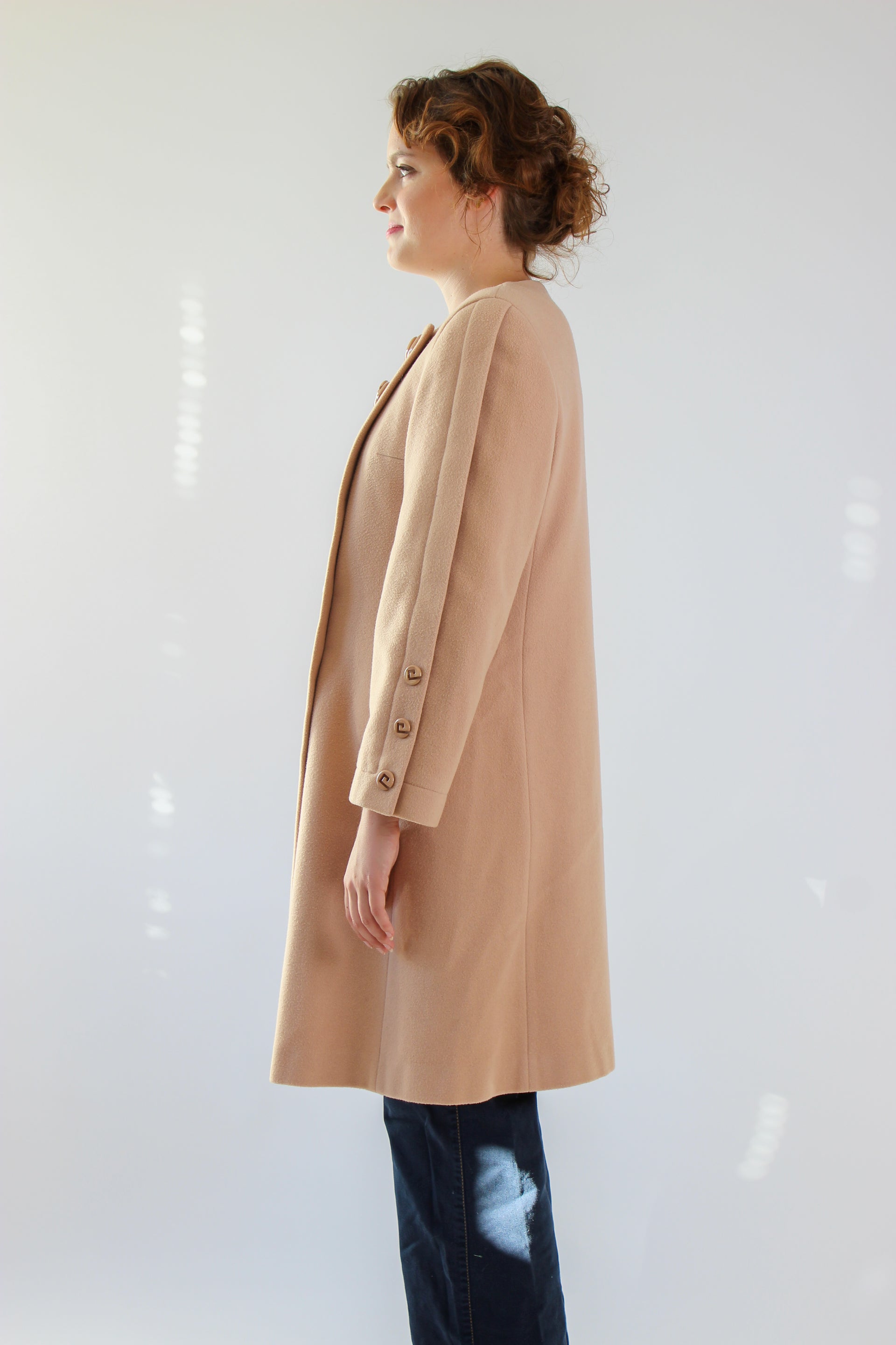 1980s Vintage Pierre Cardin Nude/Slightly Pink Wool Coat // Size S
