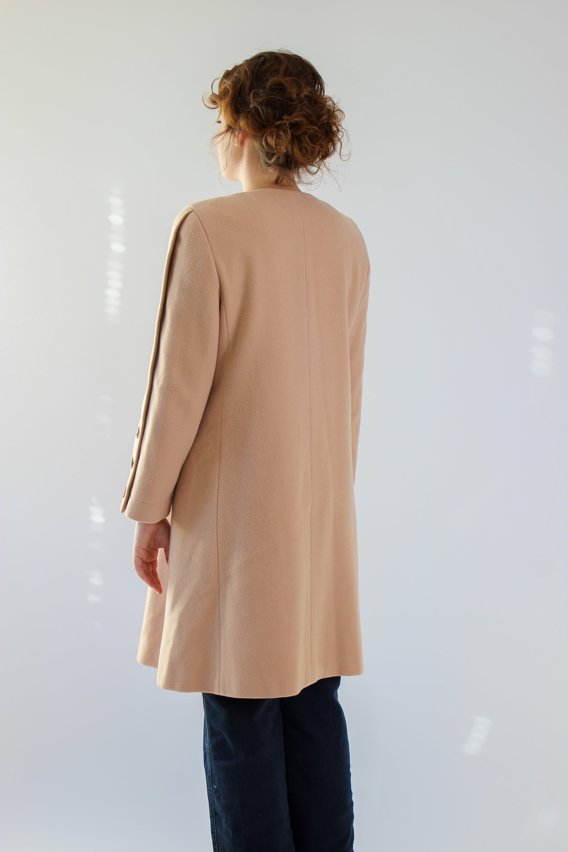 1980s Vintage Pierre Cardin Nude/Slightly Pink Wool Coat // Size S