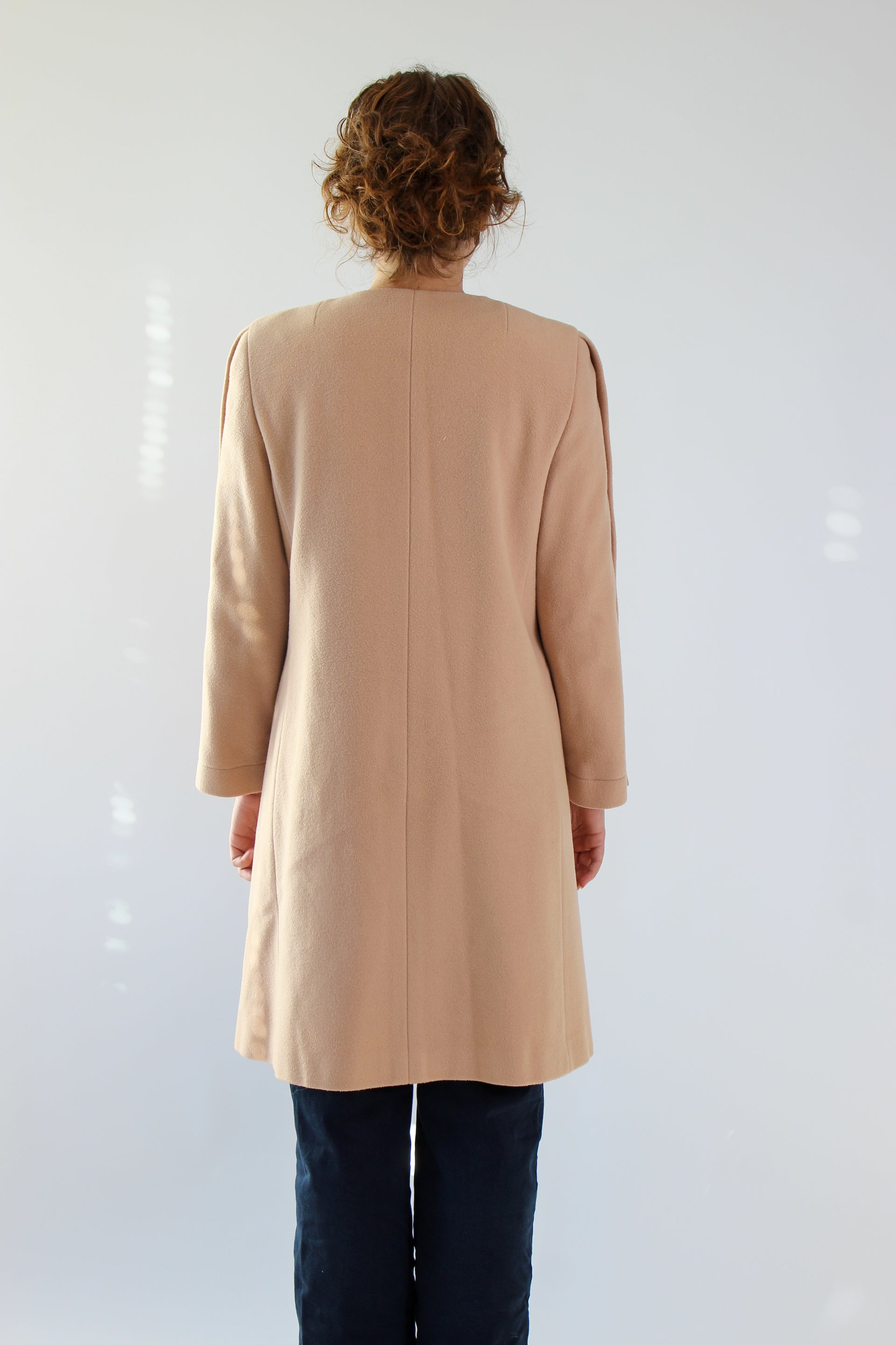 1980s Vintage Pierre Cardin Nude/Slightly Pink Wool Coat // Size S