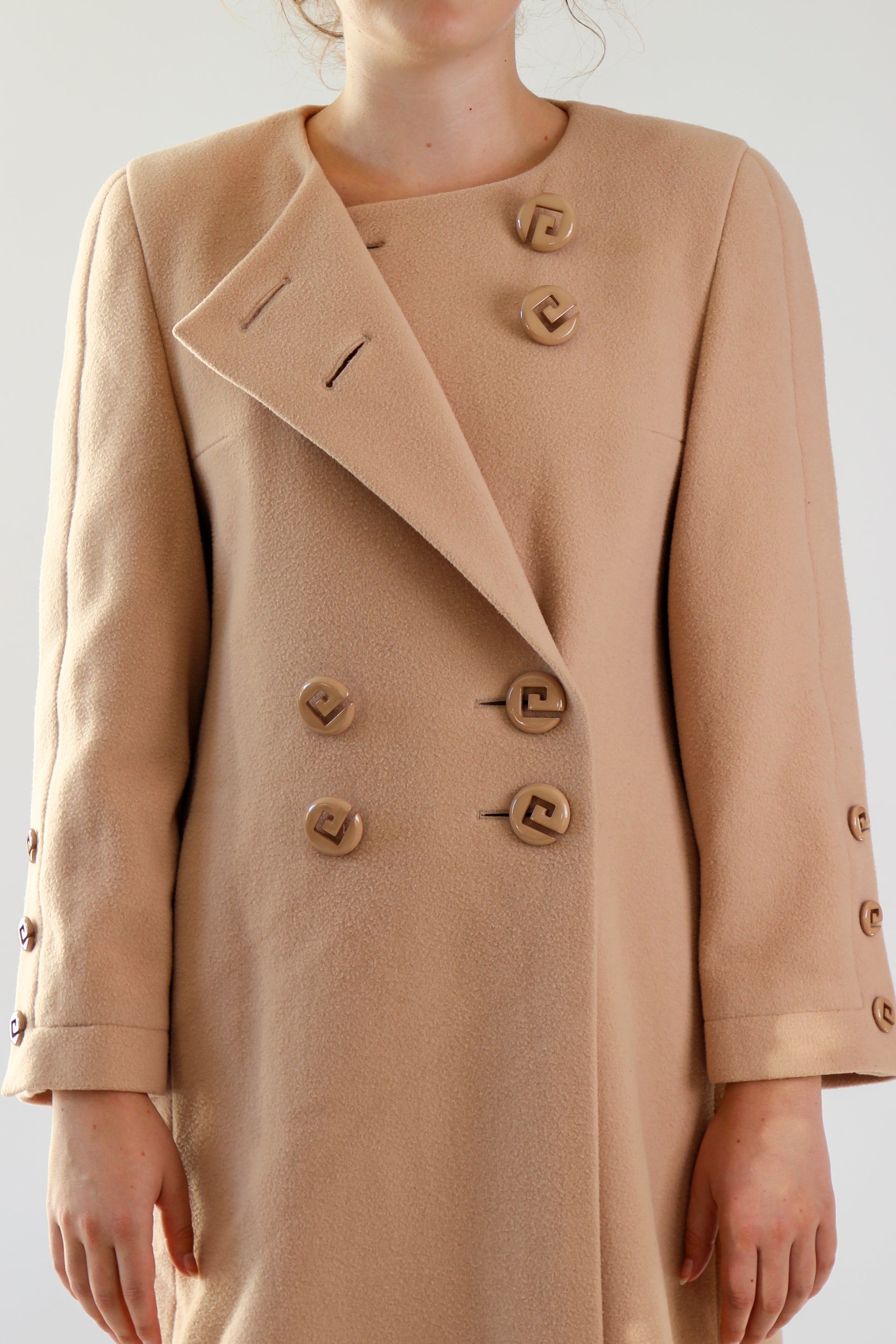 1980s Vintage Pierre Cardin Nude/Slightly Pink Wool Coat // Size S