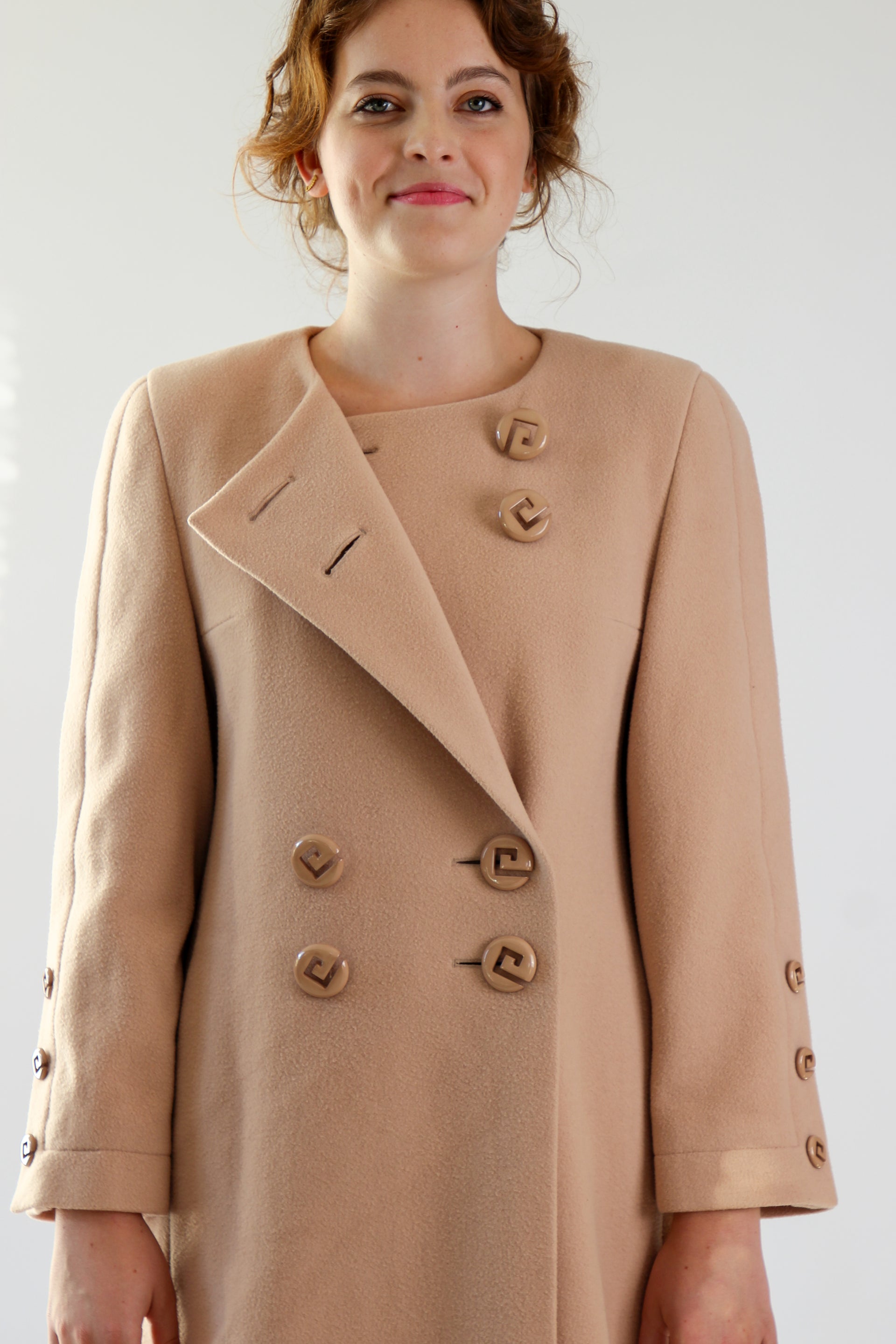 1980s Vintage Pierre Cardin Nude/Slightly Pink Wool Coat // Size S