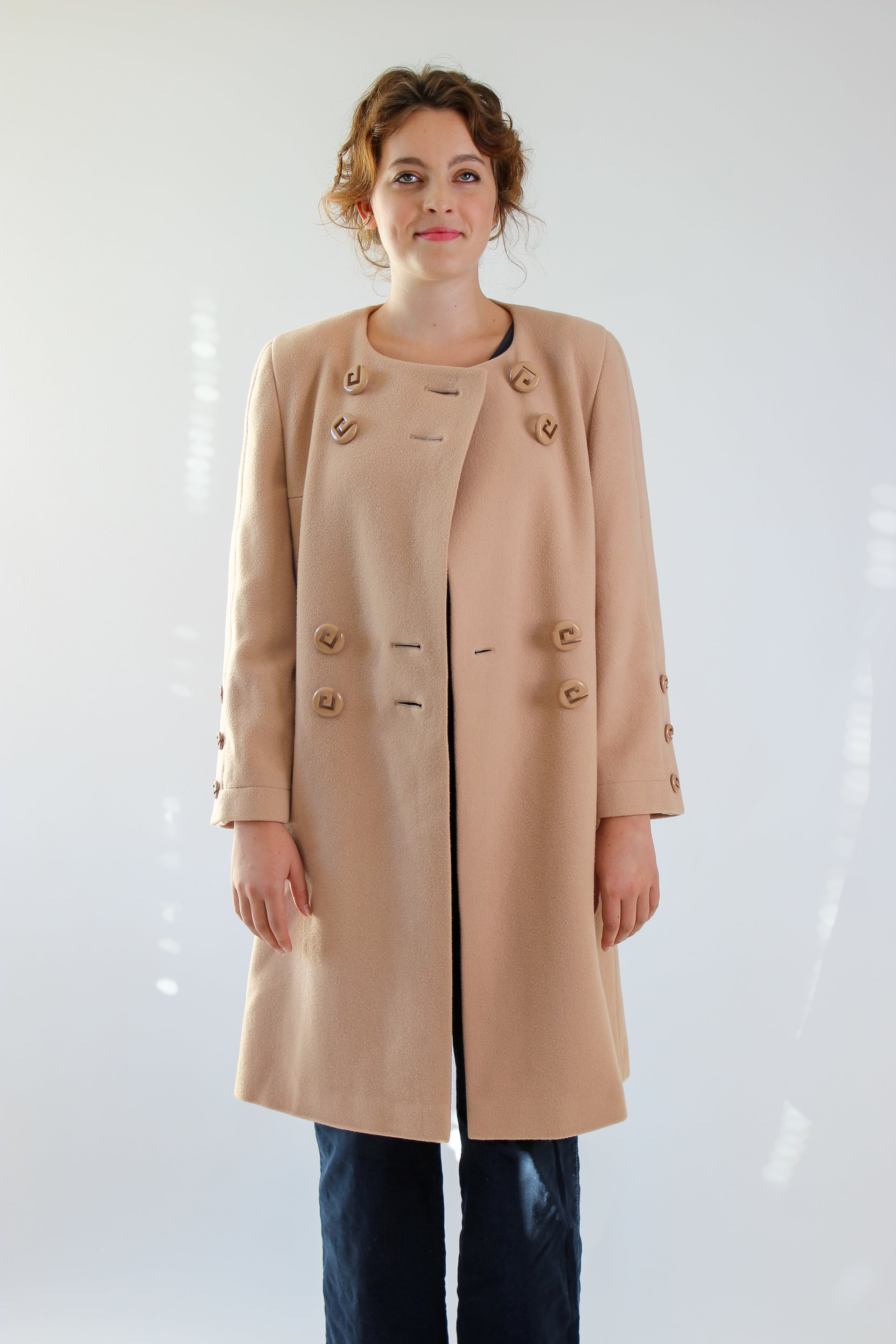 1980s Vintage Pierre Cardin Nude/Slightly Pink Wool Coat // Size S