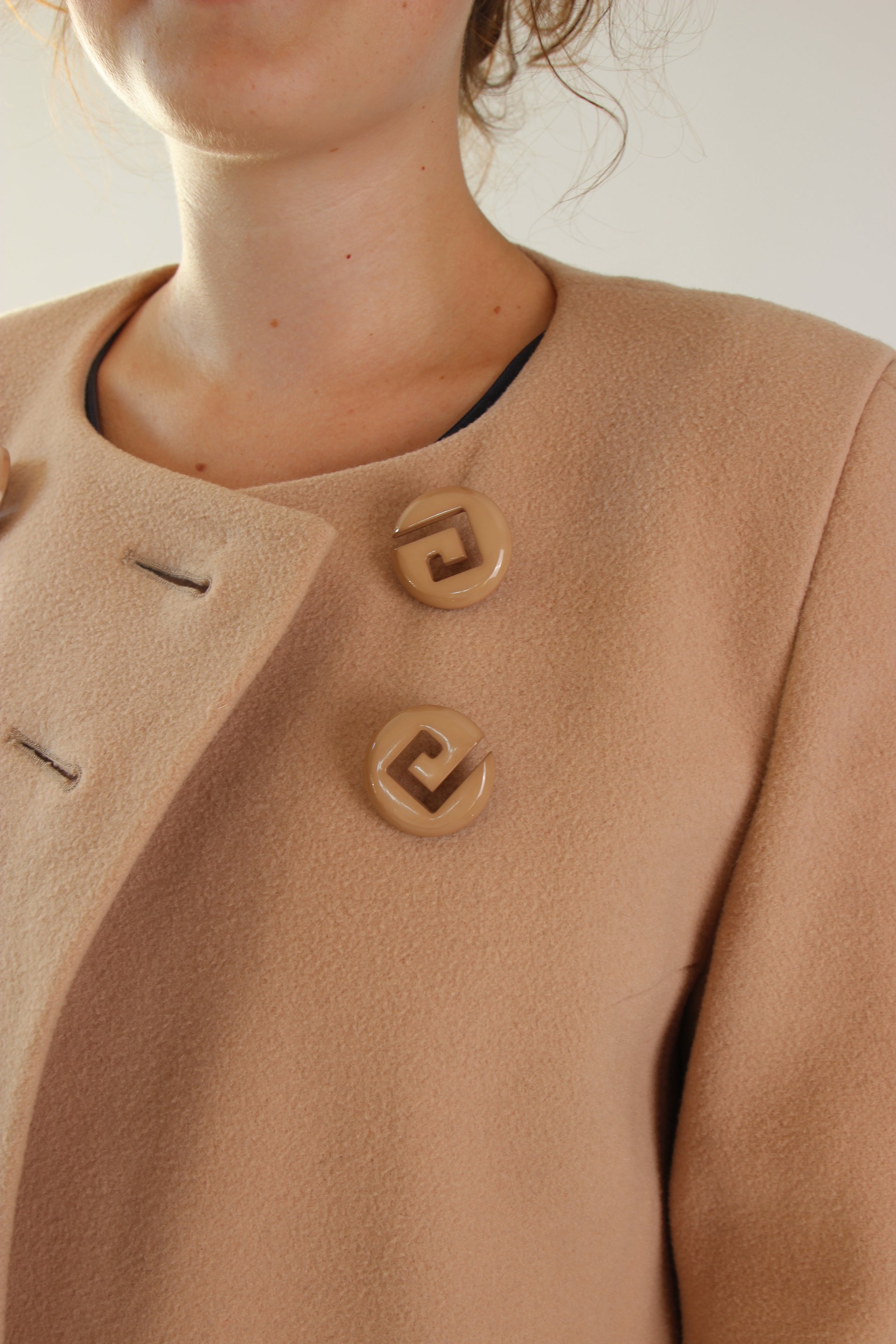1980s Vintage Pierre Cardin Nude/Slightly Pink Wool Coat // Size S