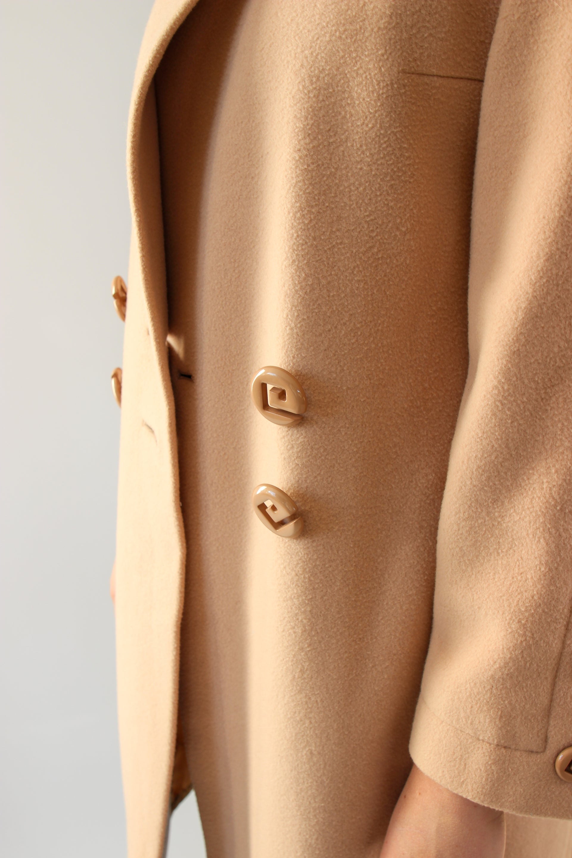 1980s Vintage Pierre Cardin Nude/Slightly Pink Wool Coat // Size S