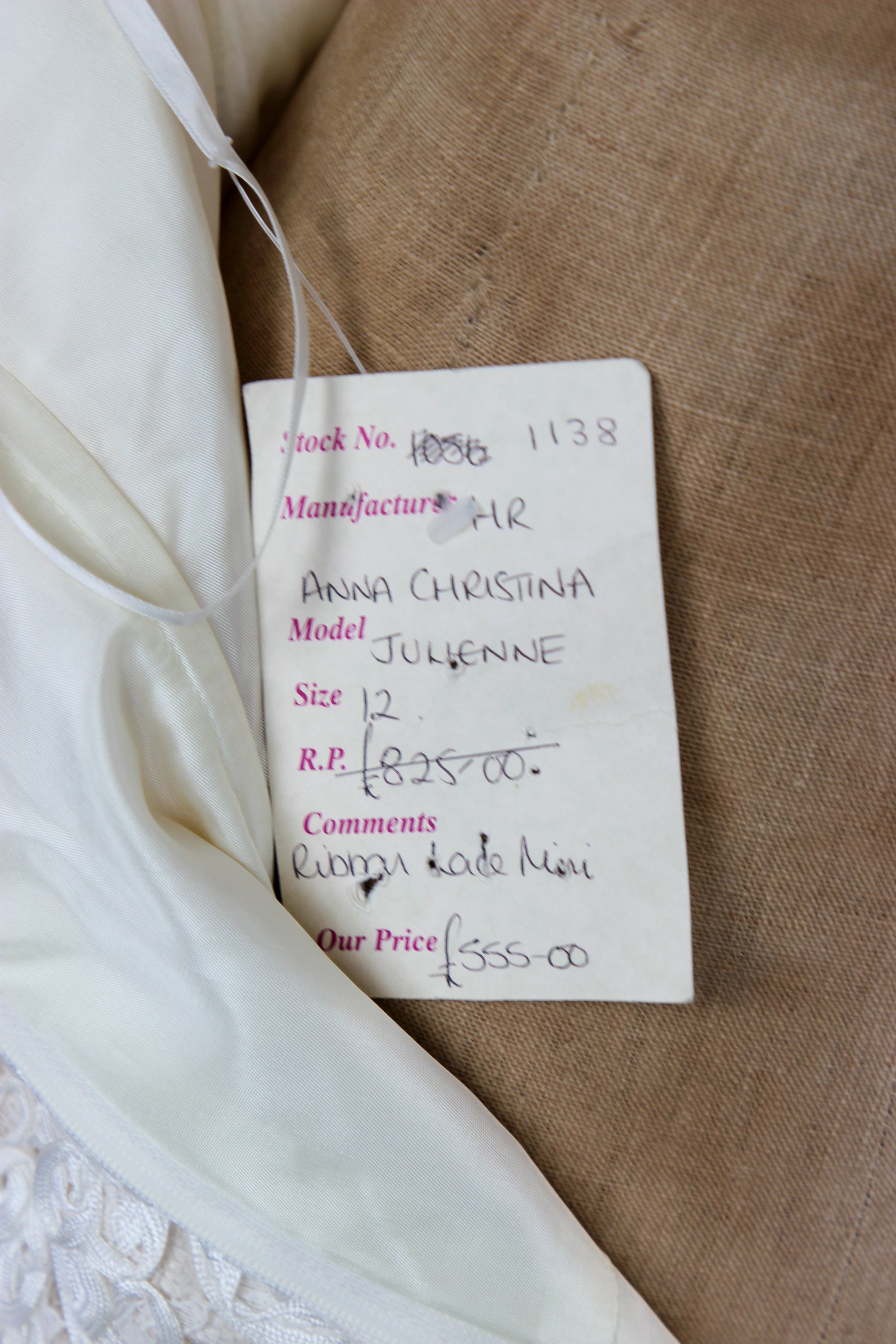 Designer Anna Christina of London Silk Corset Wedding Dress // Cocktail Dress // Size S
