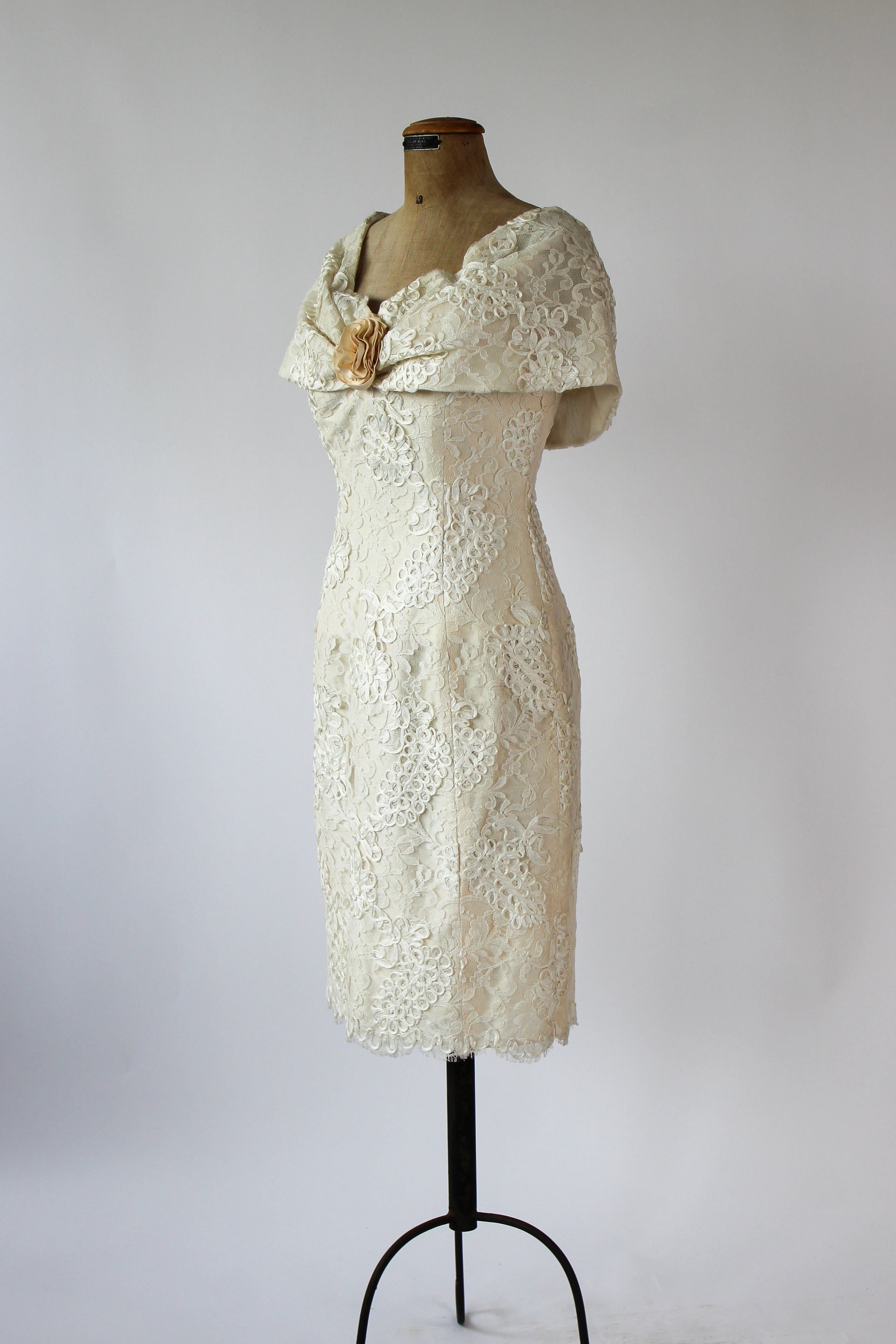 Designer Anna Christina of London Silk Corset Wedding Dress // Cocktail Dress // Size S