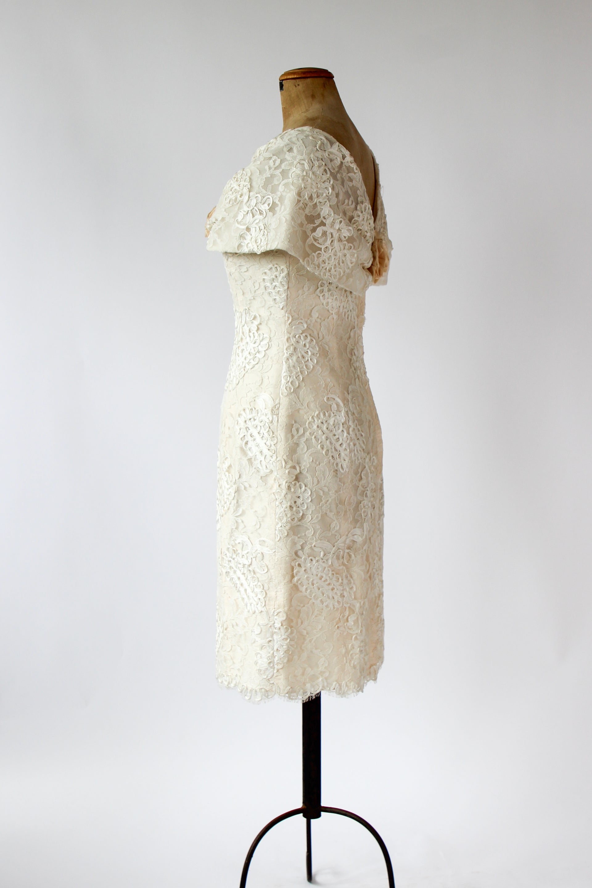 Designer Anna Christina of London Silk Corset Wedding Dress // Cocktail Dress // Size S