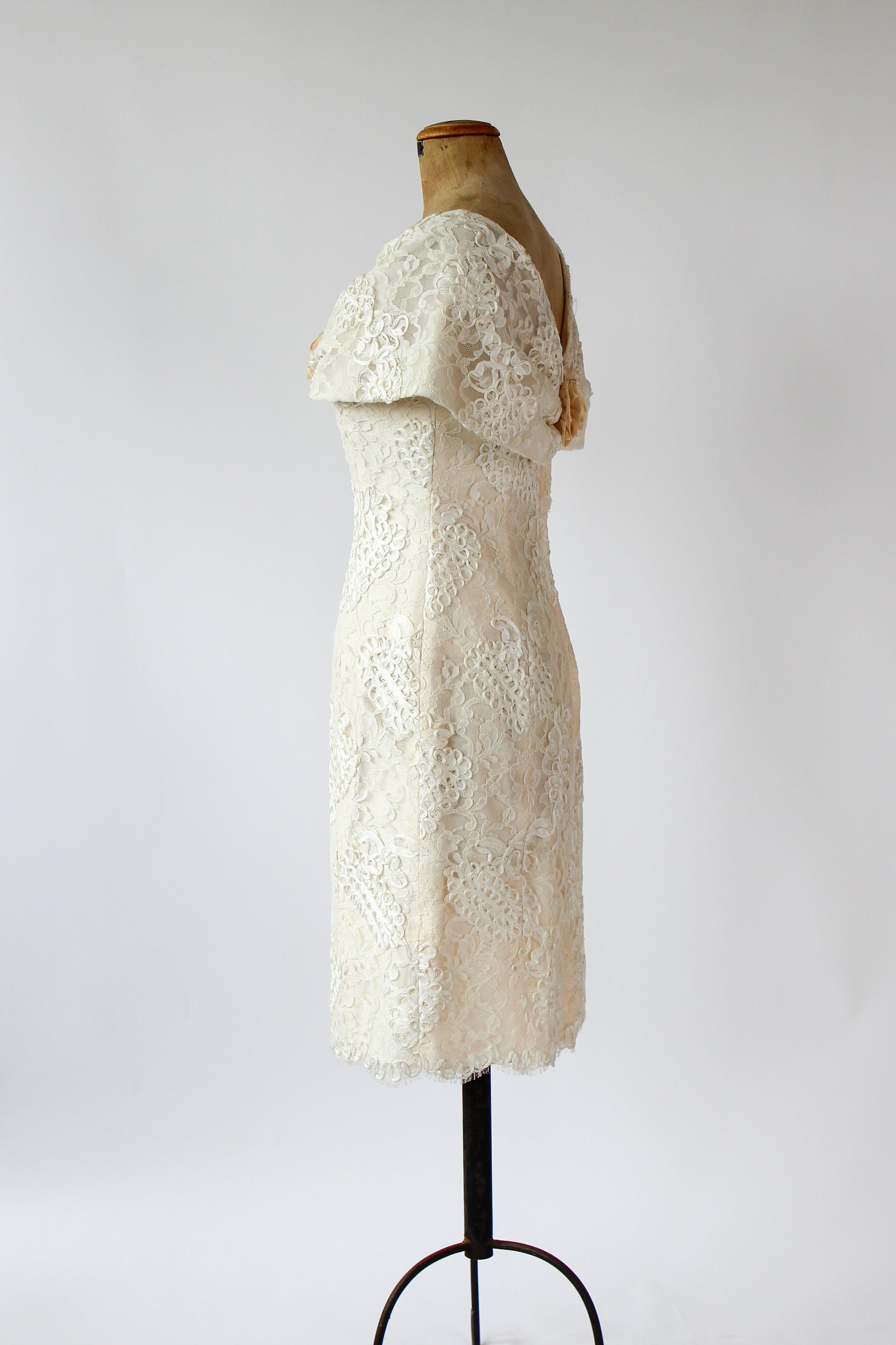 Designer Anna Christina of London Silk Corset Wedding Dress // Cocktail Dress // Size S