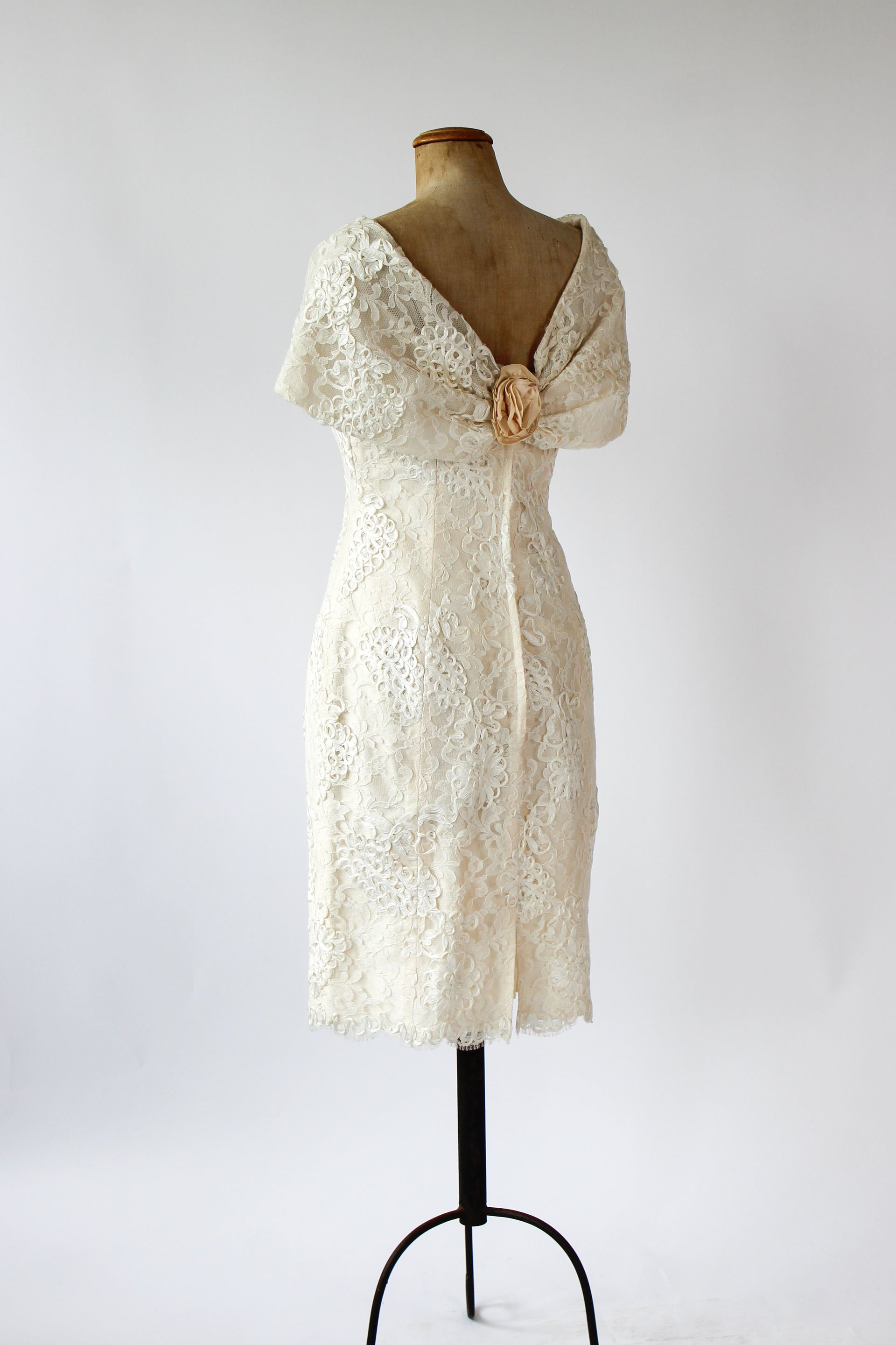 Designer Anna Christina of London Silk Corset Wedding Dress // Cocktail Dress // Size S