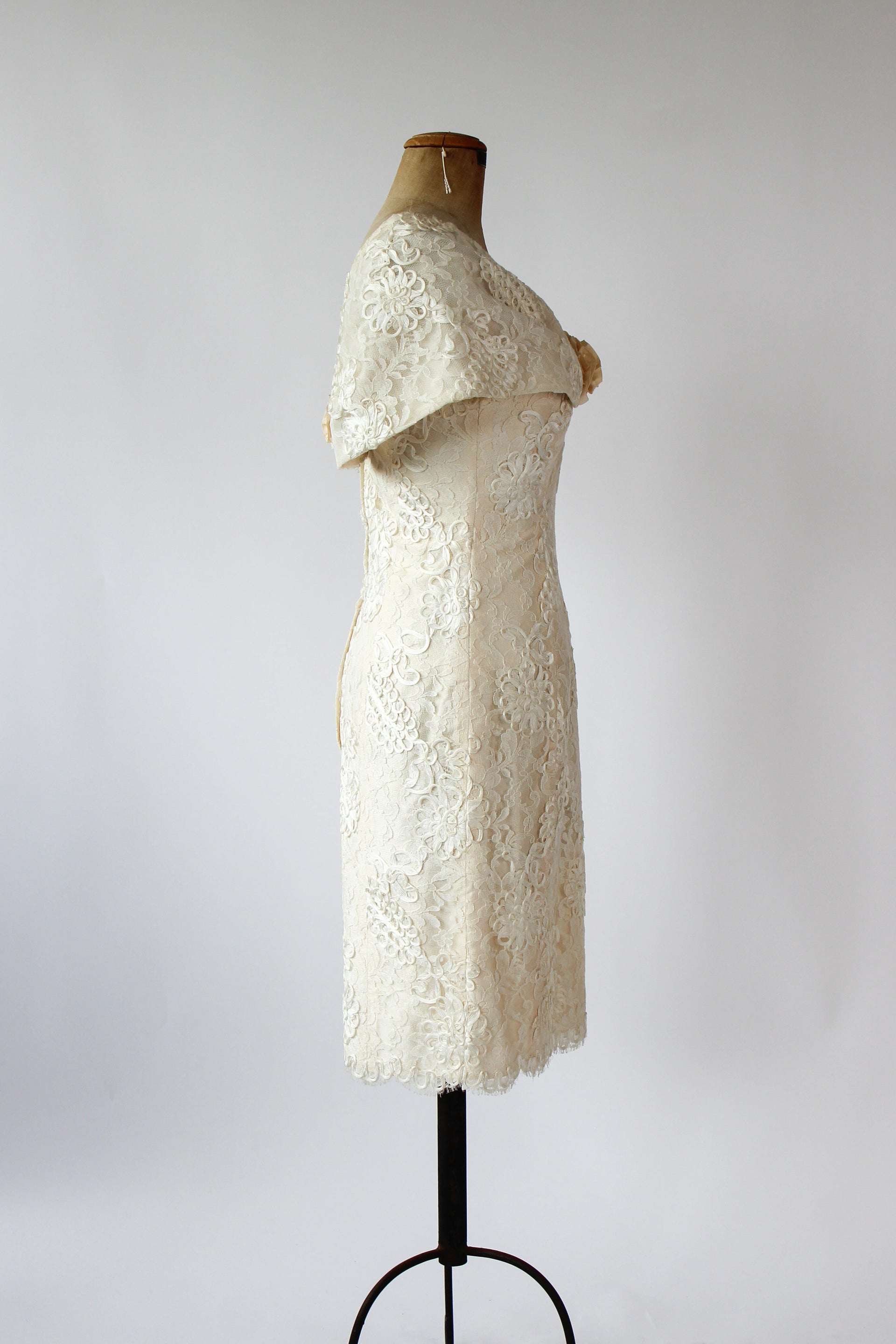 Designer Anna Christina of London Silk Corset Wedding Dress // Cocktail Dress // Size S