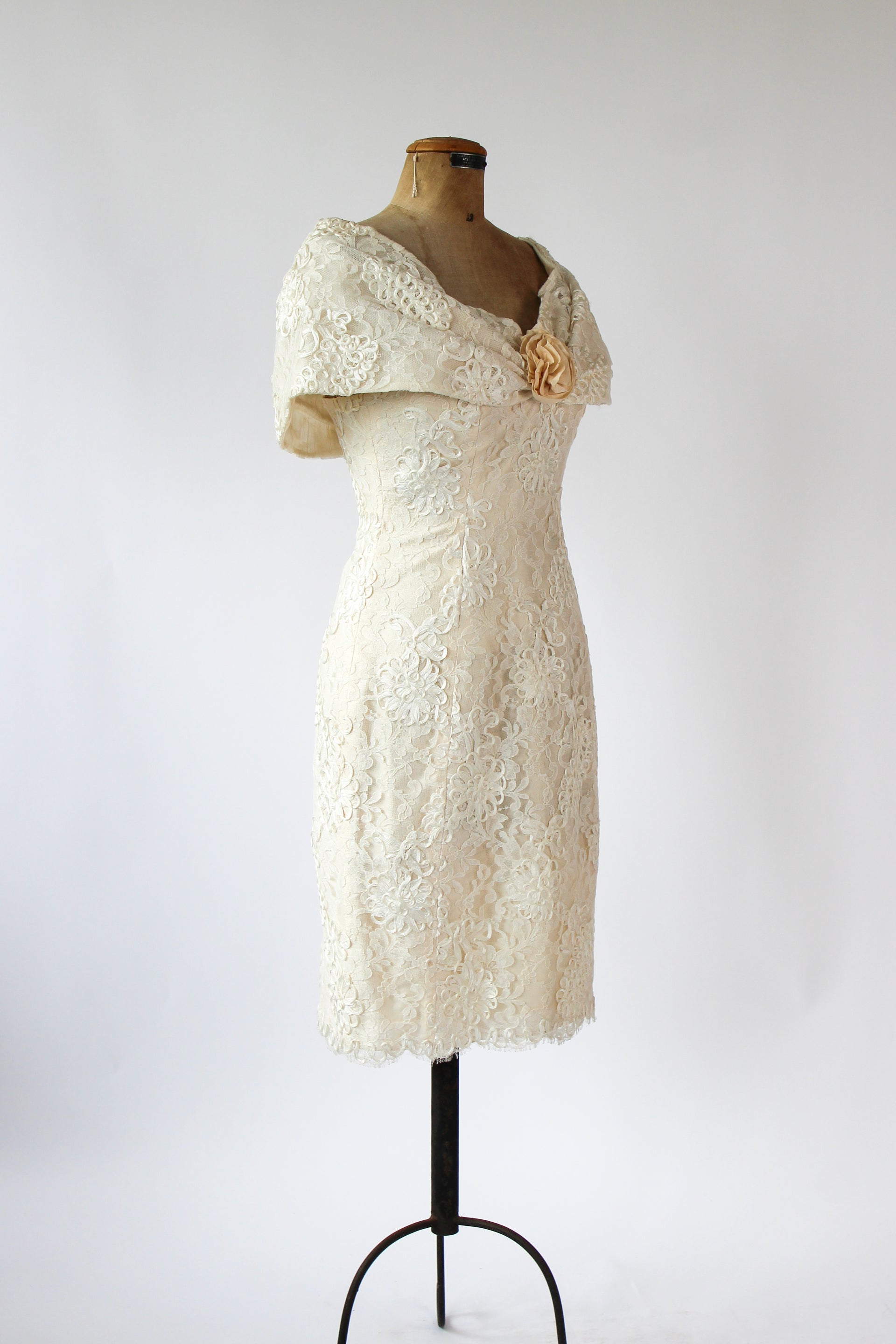 Designer Anna Christina of London Silk Corset Wedding Dress // Cocktail Dress // Size S
