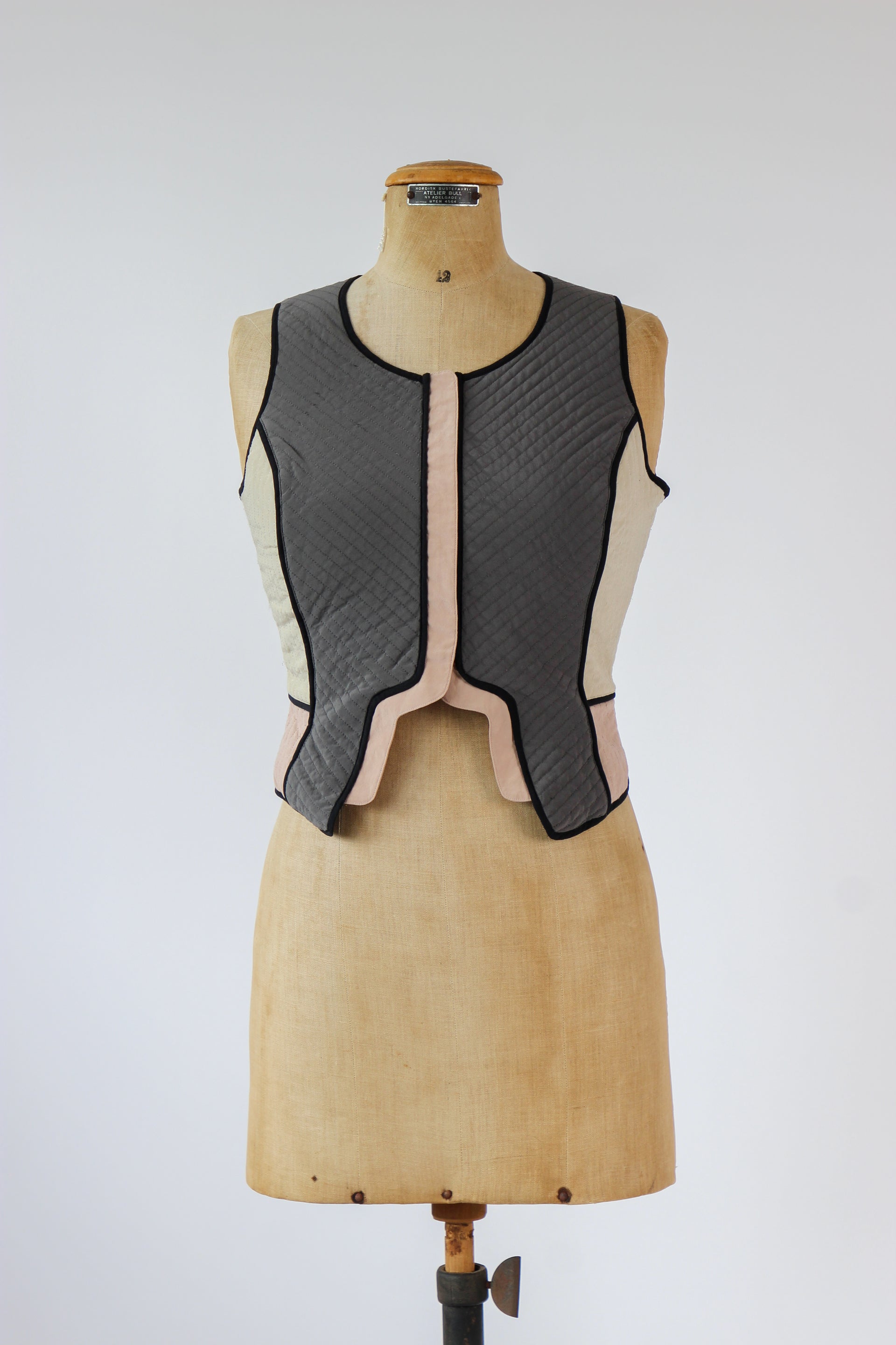 Vintage Colorfull Quilted Silk Vest // Size S